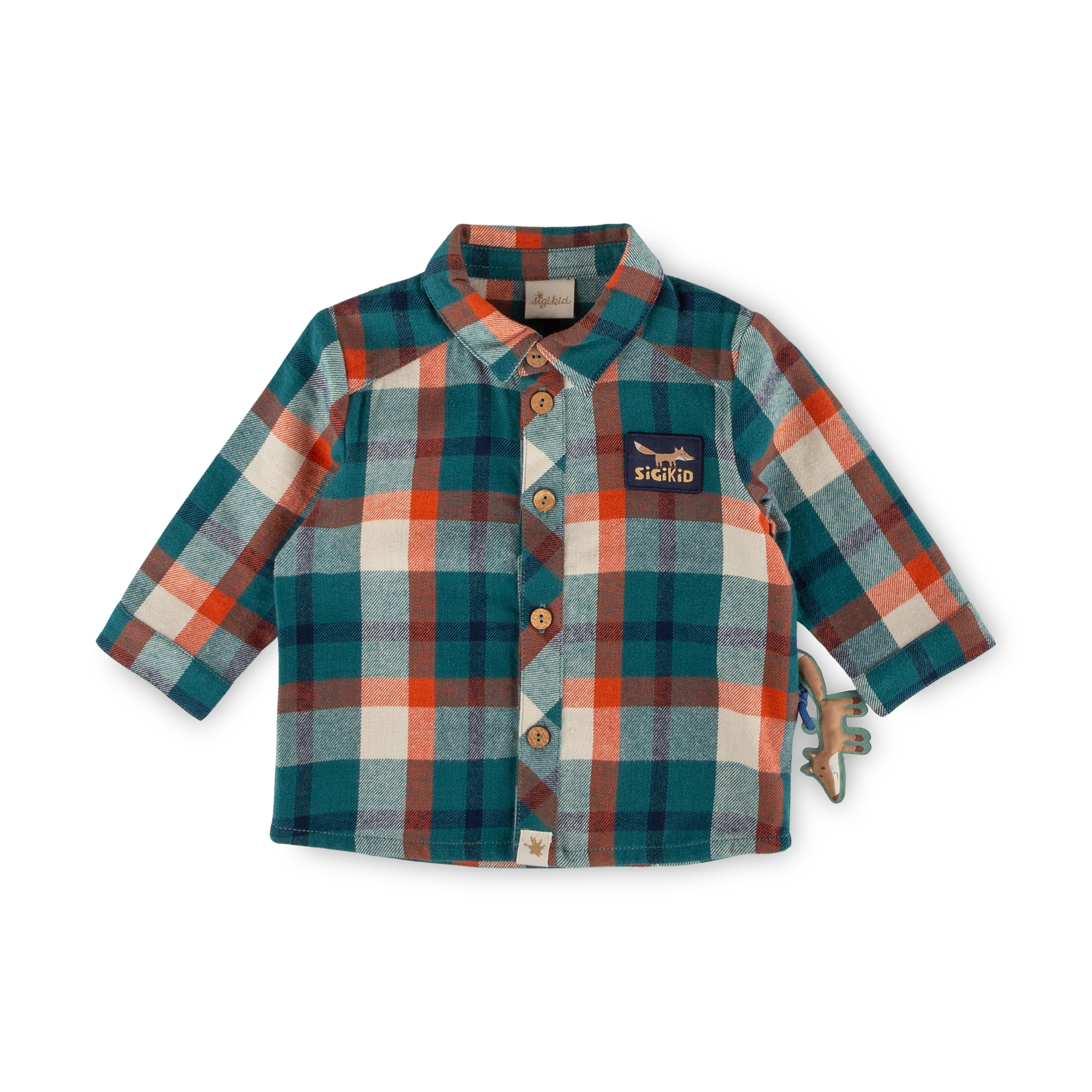 Check collared baby flannel shirt Wild Fox, green