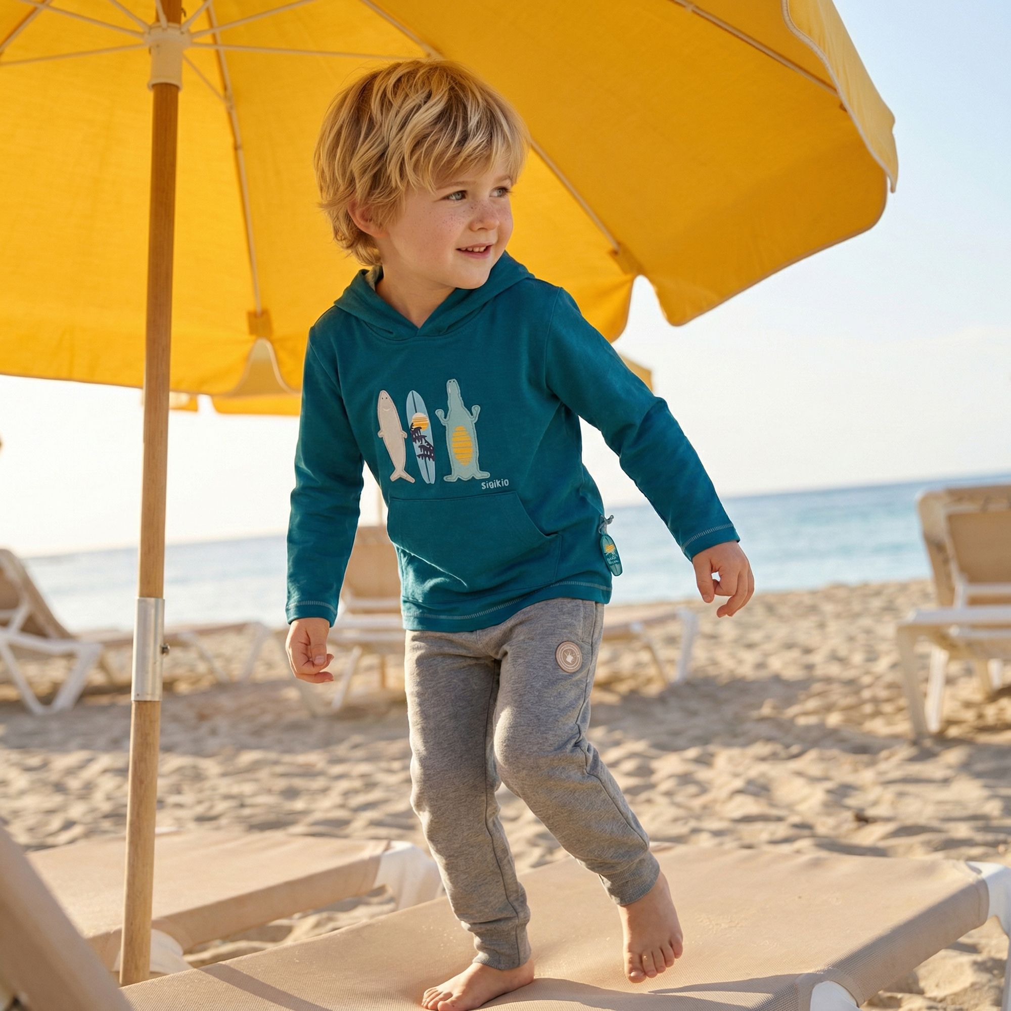 Children's sweat trousers, pockets, Blue & Bright
