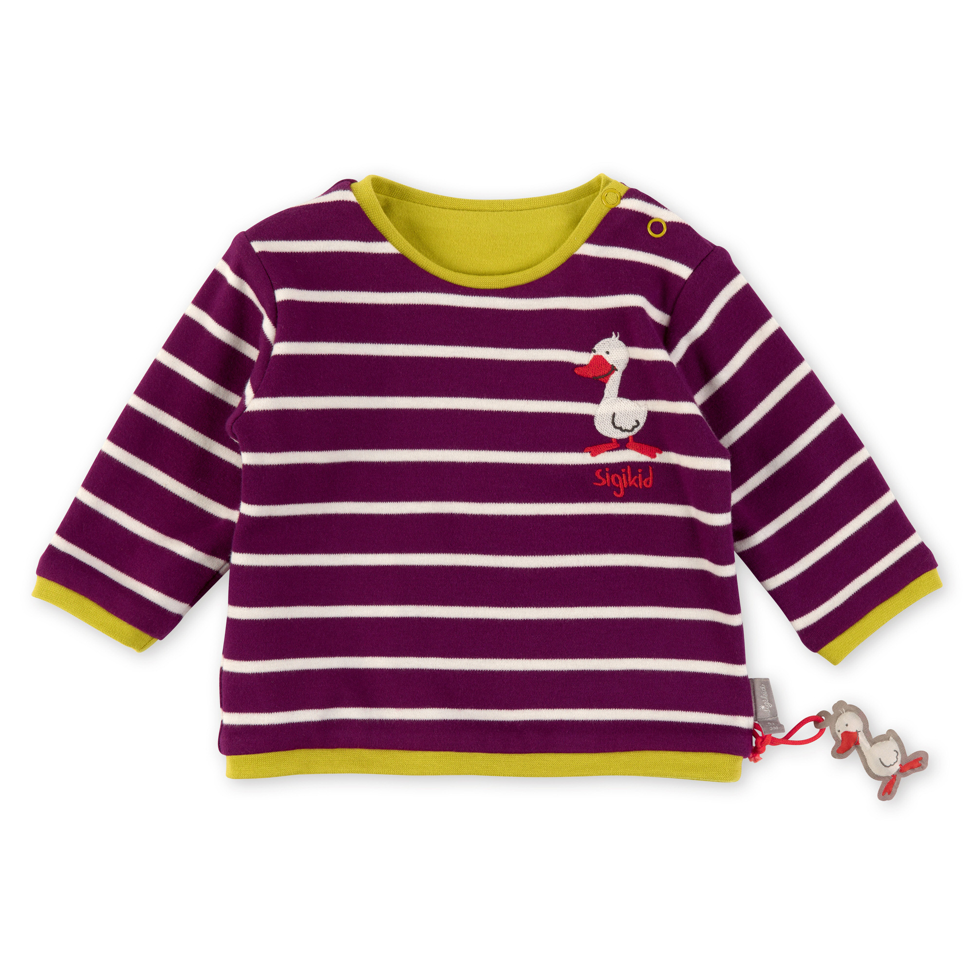 Baby Wendeshirt gelbgrün oder lila/weiß gestreift Baby Wendeshirt gelbgrün oder lila/weiß gestreift