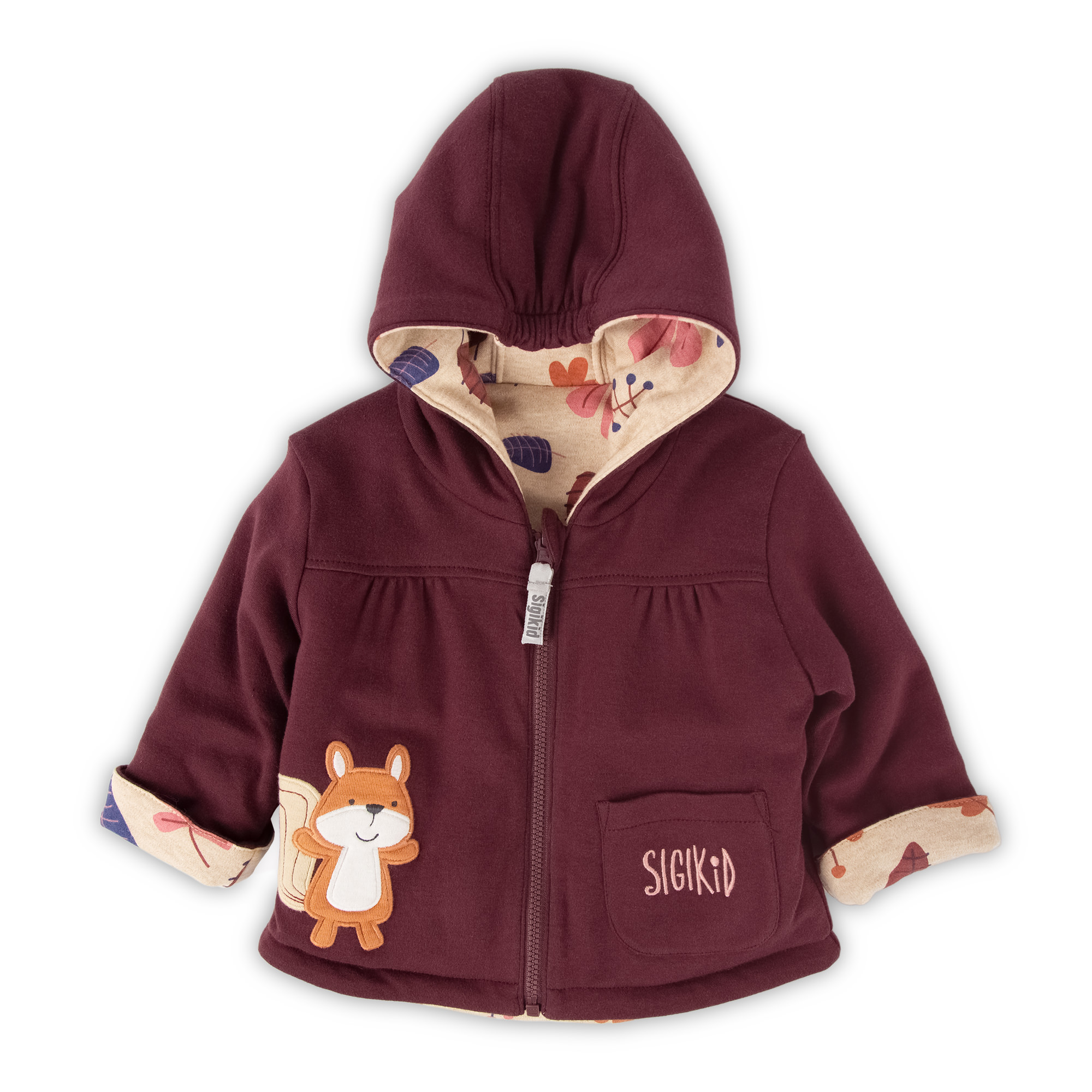Baby Wendejacke dunkelrot/bunter Herbstprint Baby Wendejacke dunkelrot/bunter Herbstprint