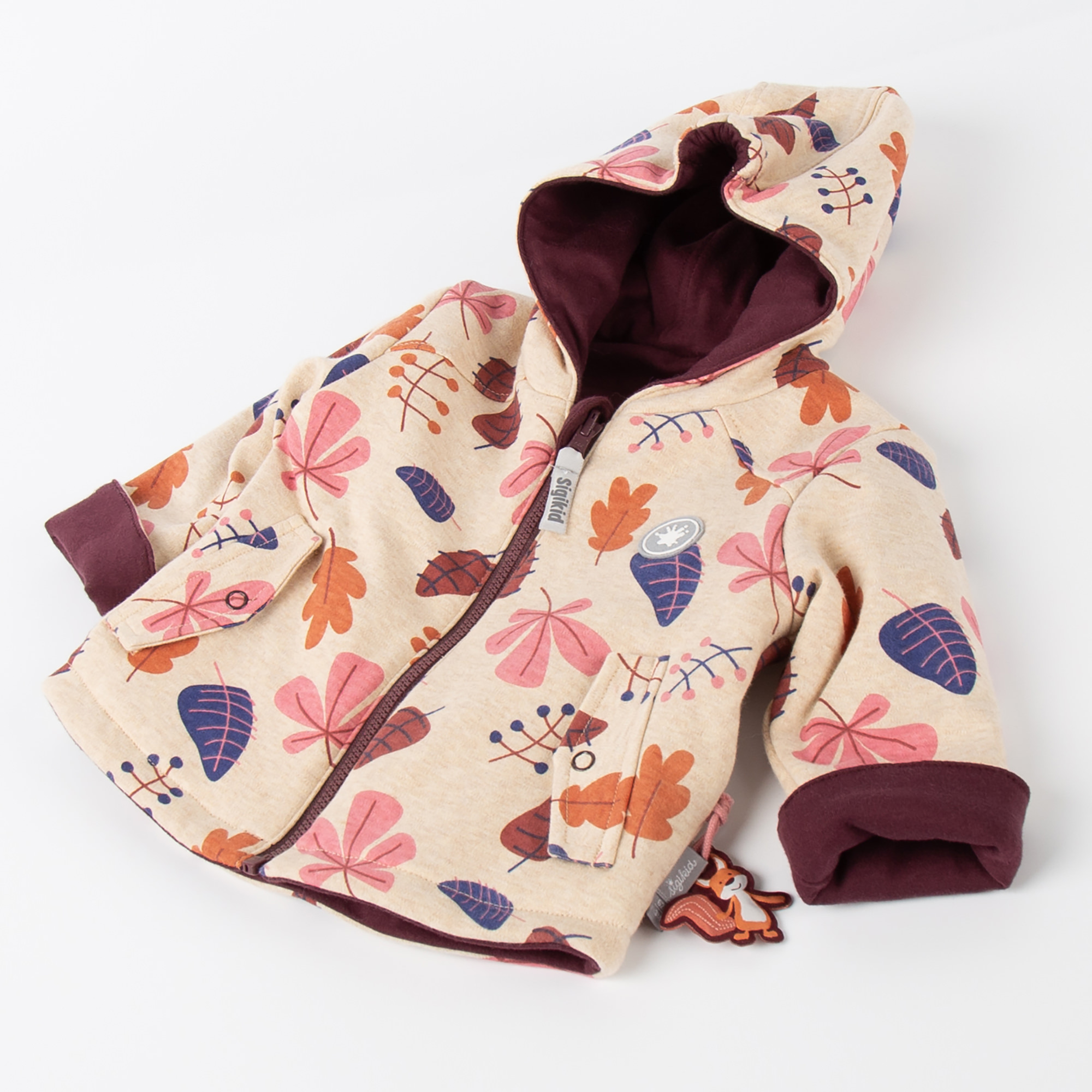 Baby Wendejacke dunkelrot/bunter Herbstprint Baby Wendejacke dunkelrot/bunter Herbstprint
