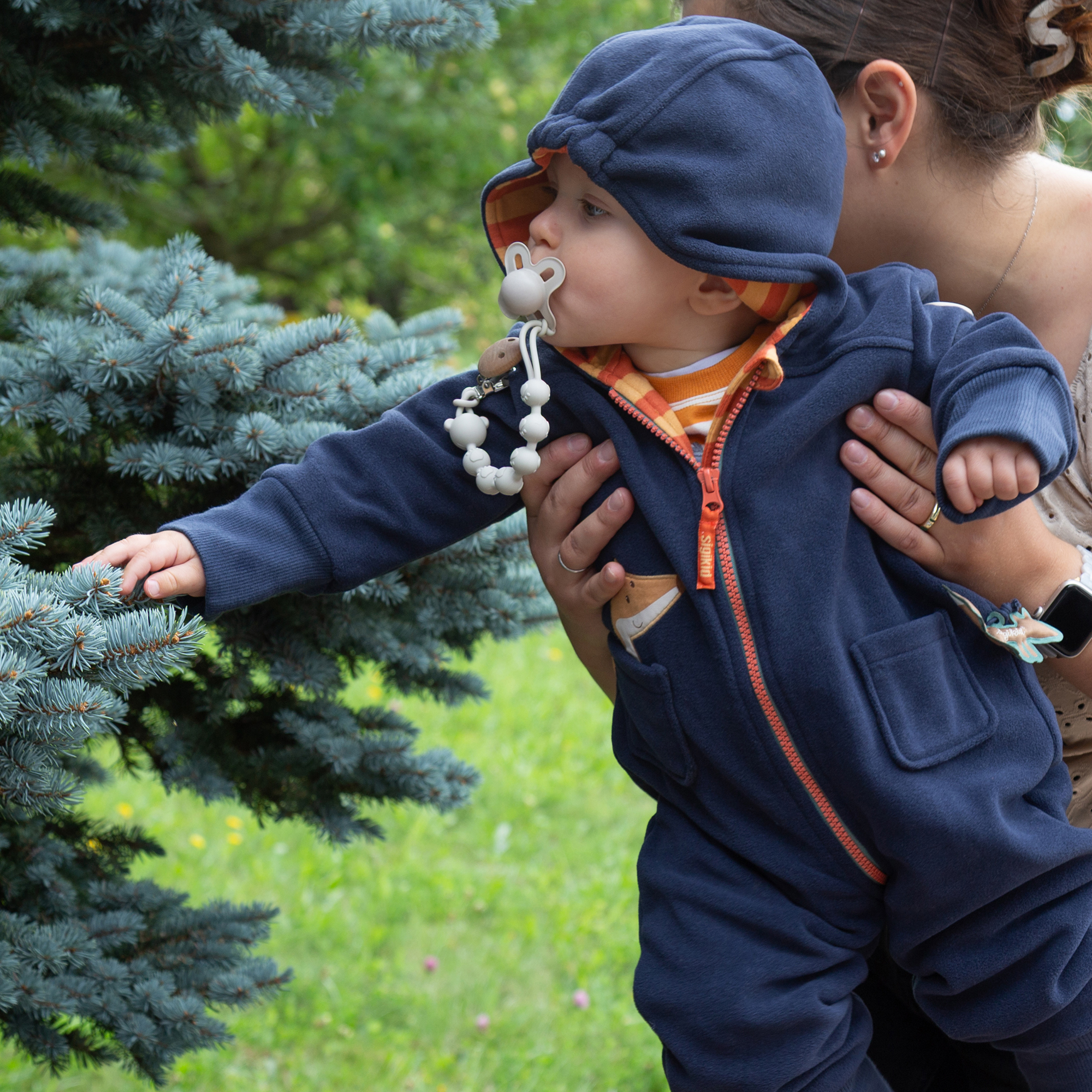 Baby fleece overall, lined, foldover cuffs, Wild Fox