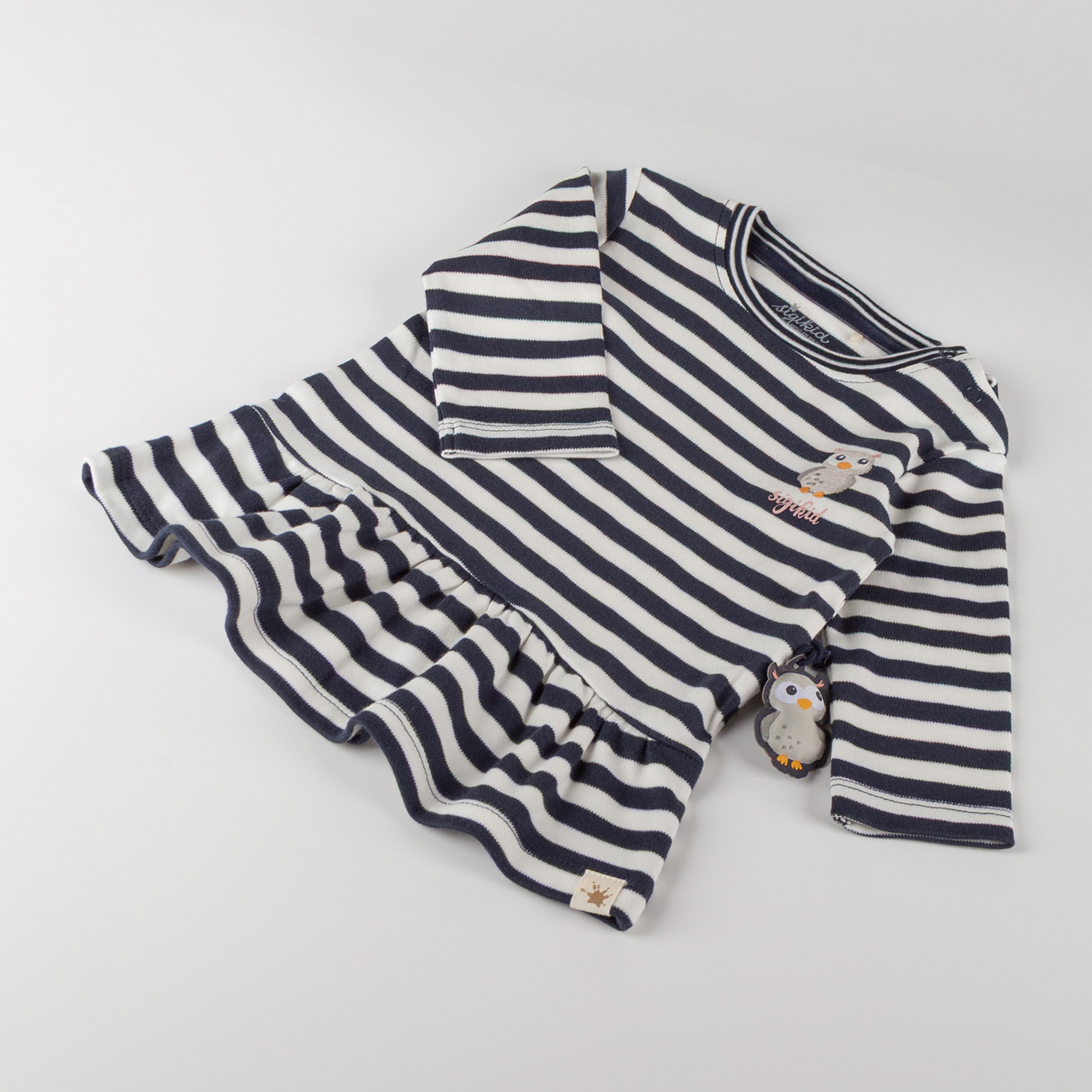 Long-sleeved baby flounce dress Curious Owl