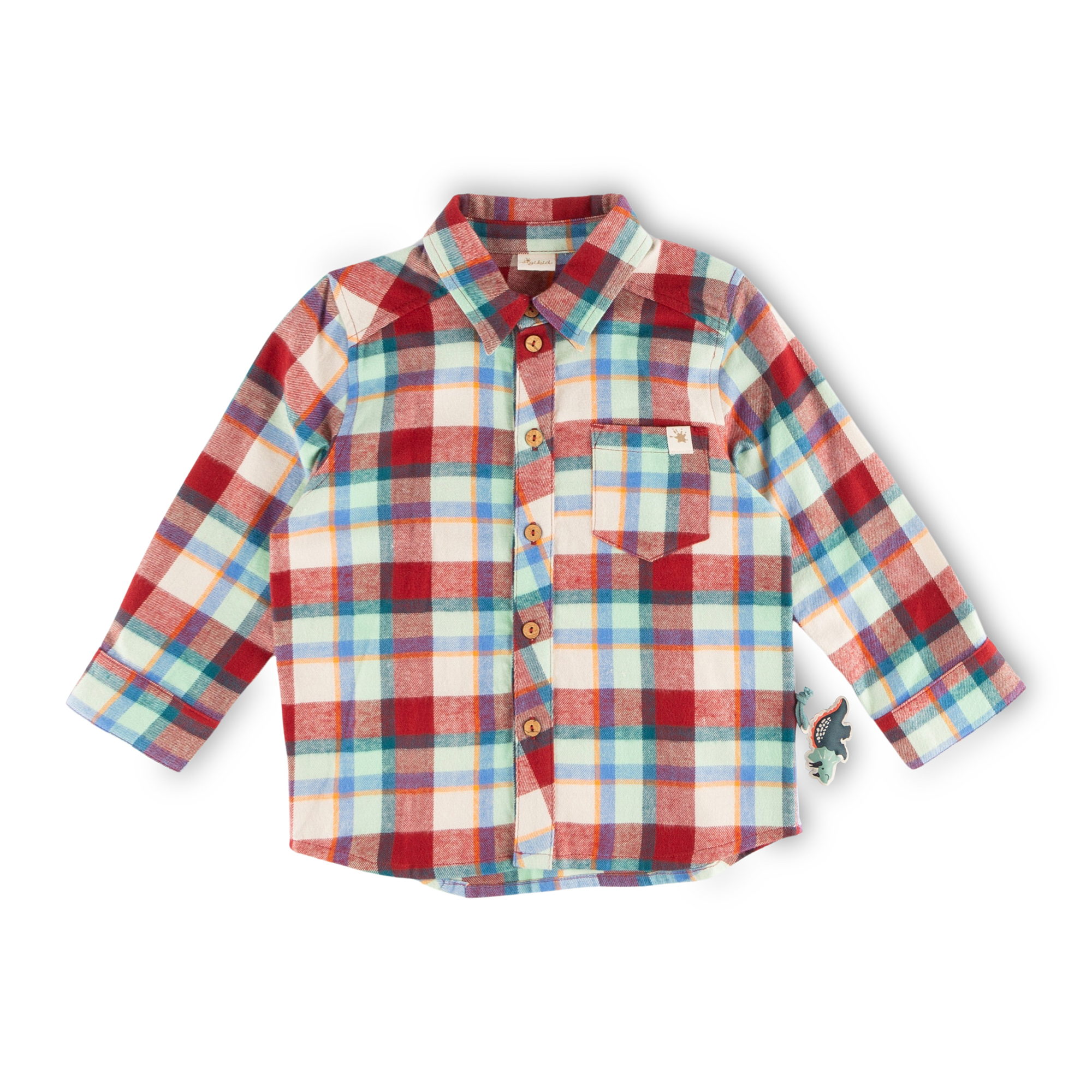 Kinder Langarm Karo-Flanellhemd, rot-blau