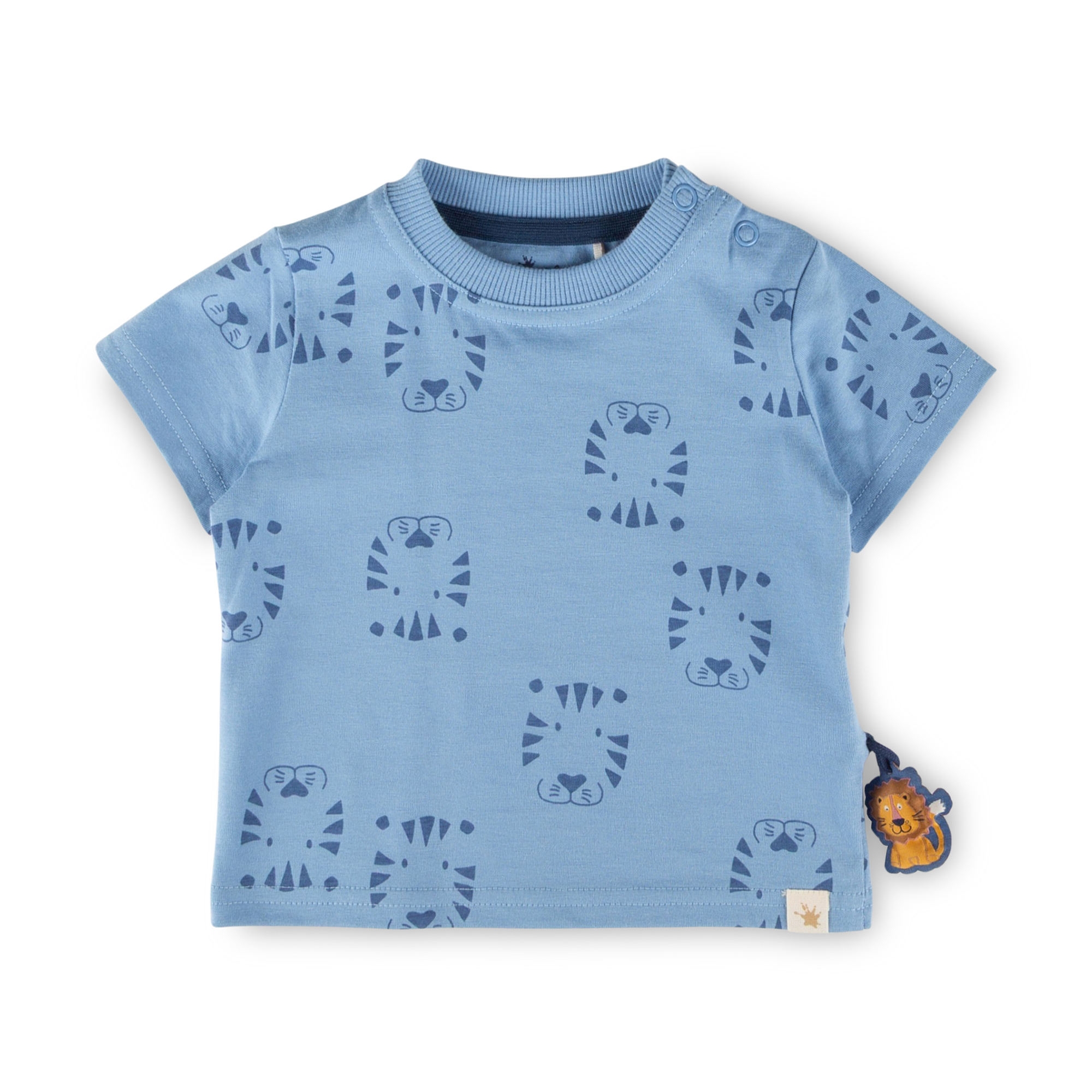 Baby T-Shirt Tiger & Löwe Print, blau