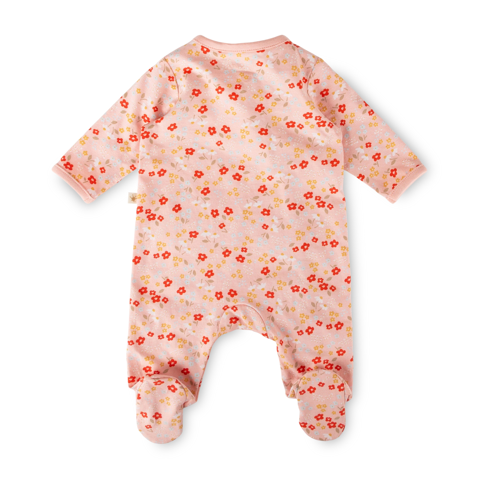 Flowery newborn baby footed romper, long sleeves