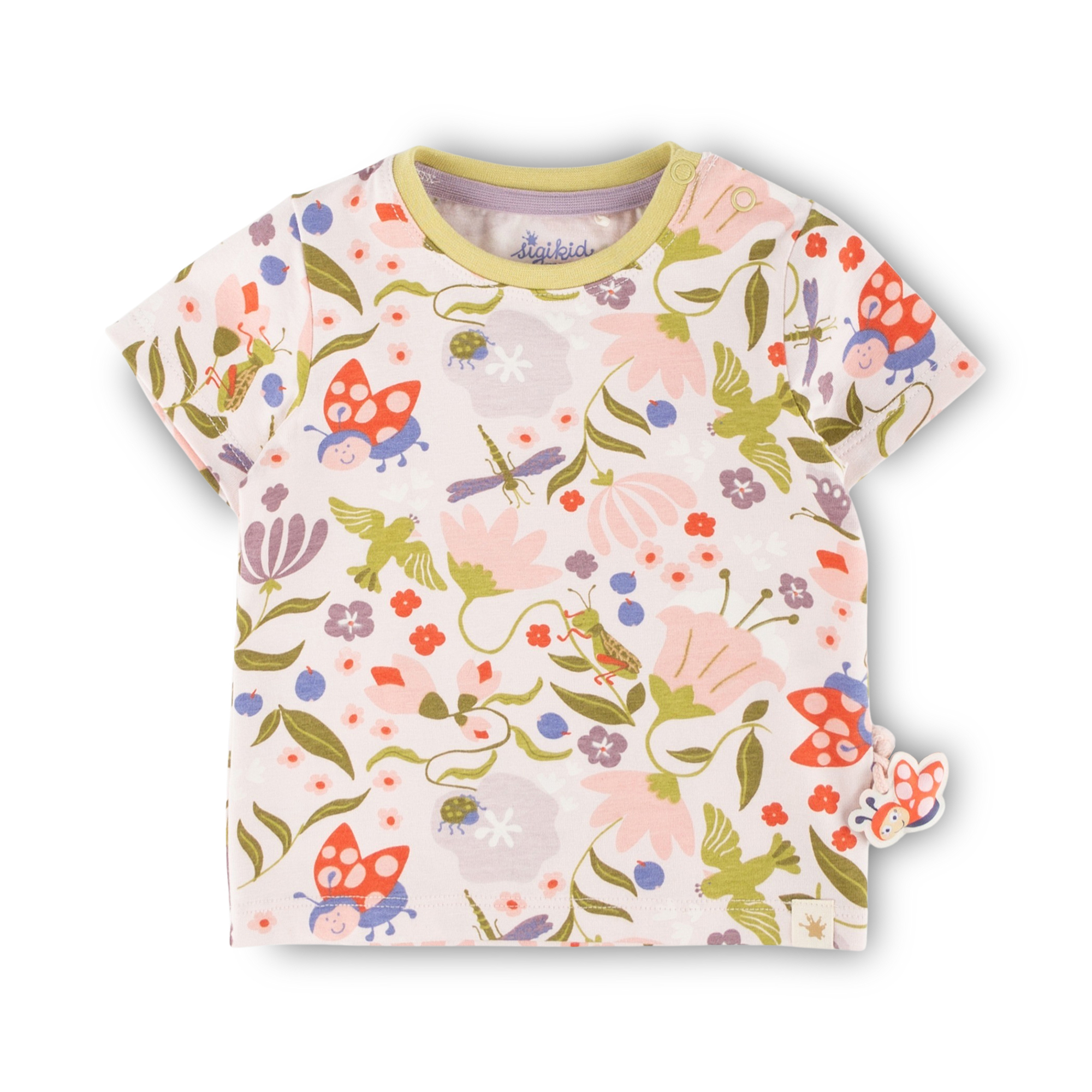 Baby T-Shirt Blumenwiese mit Marienkäfer