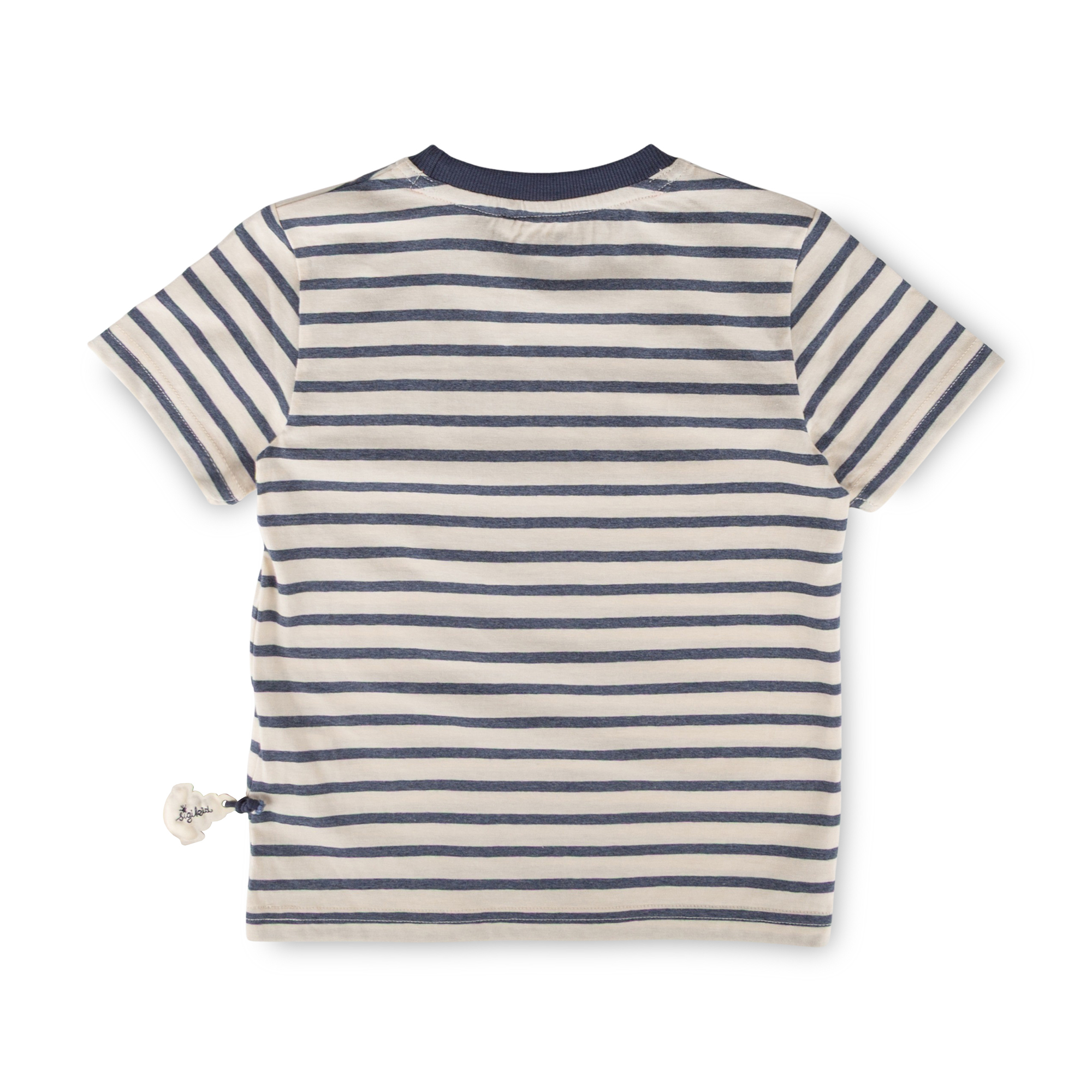 Kinder Ringel T-Shirt mit Kompass Patch, blau-weiß