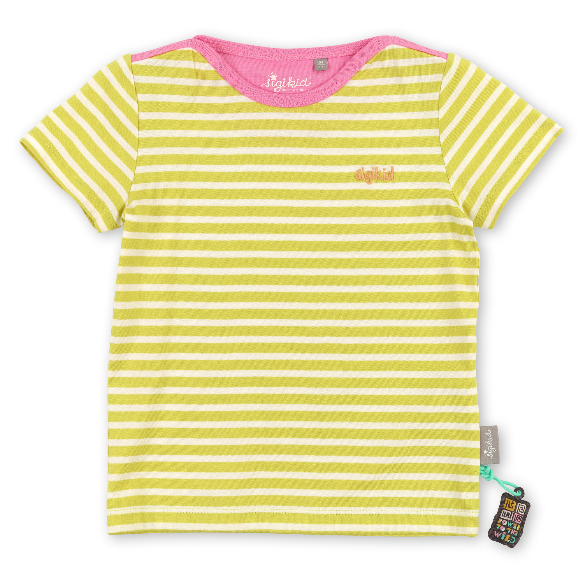 T-Shirt kiwigrün/weiß geringelt