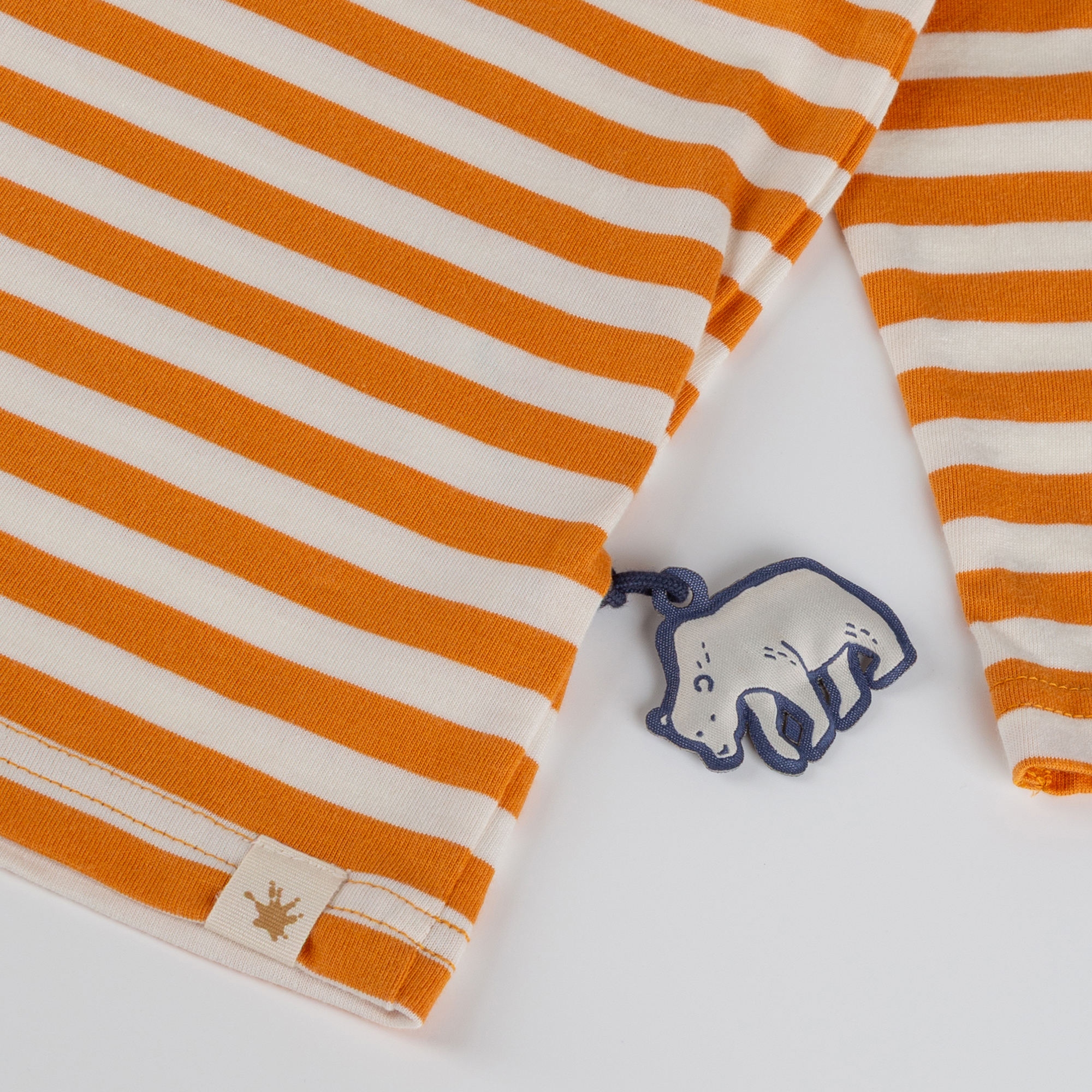 Kinder Langarmshirt Eisbär Polar Friends, gelb/weiß geringelt