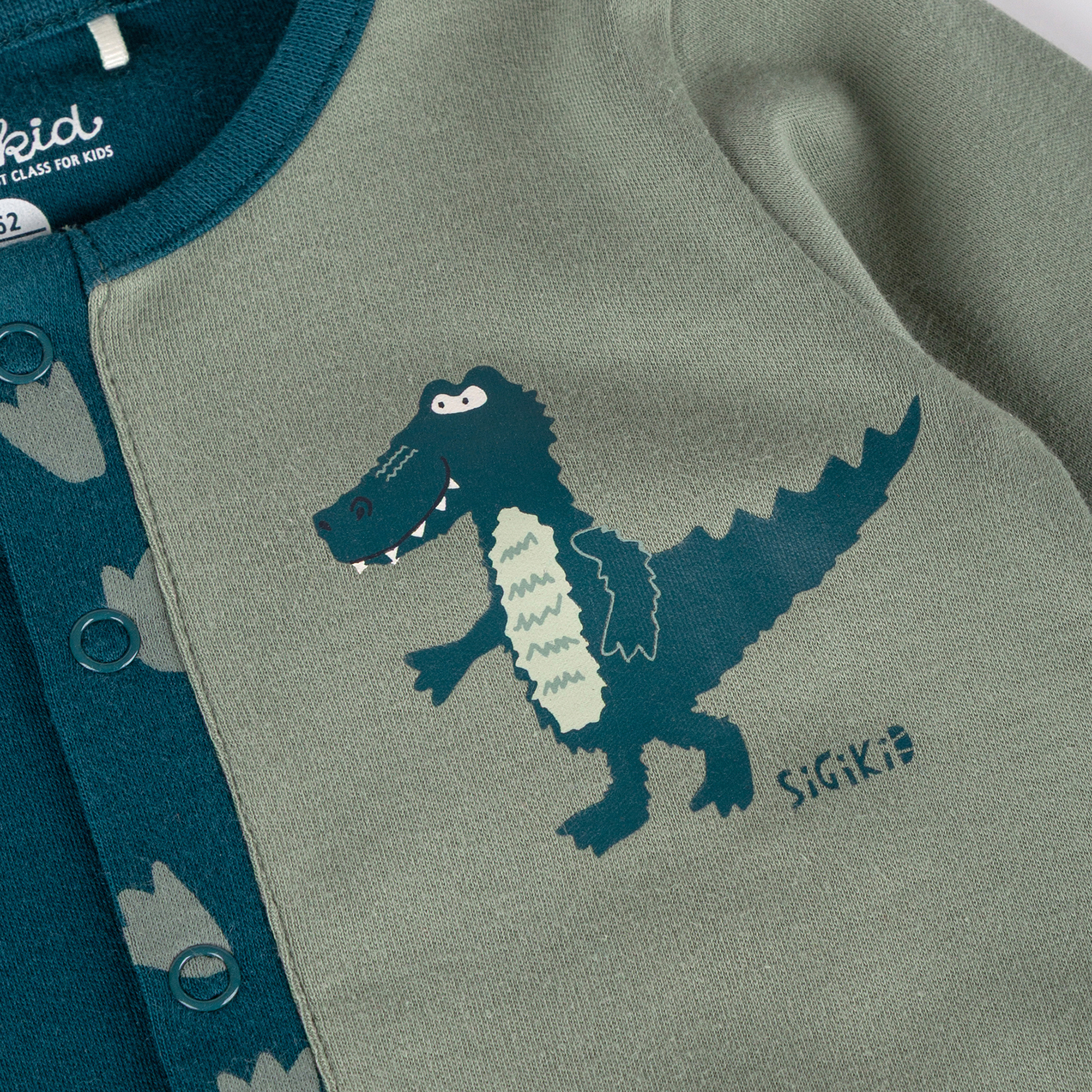 Baby Schlaf Overall Krokodil, grün bedruckt Baby Schlaf Overall Krokodil, grün bedruckt