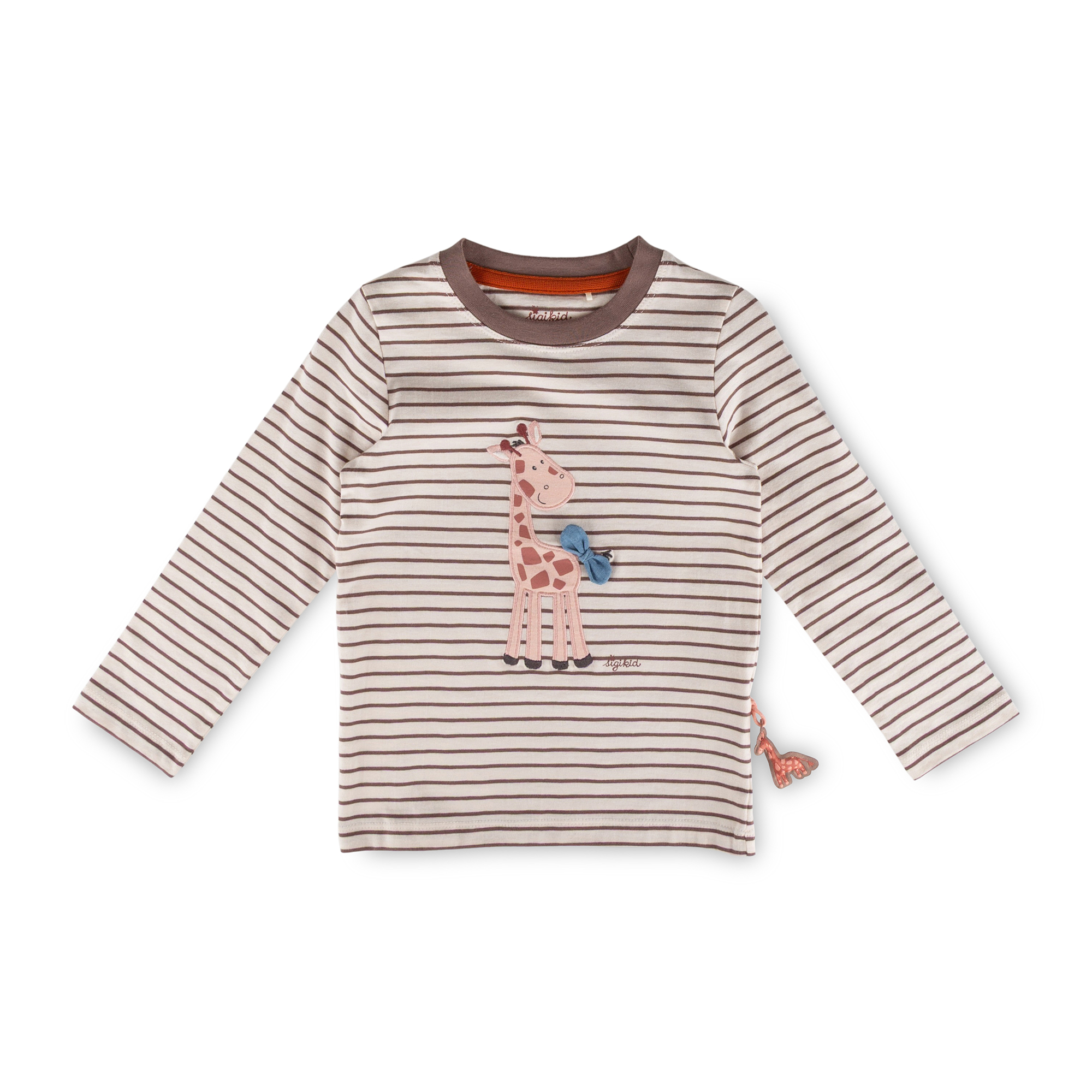 Kinder Ringel Langarmshirt Giraffe, braun/weiß
