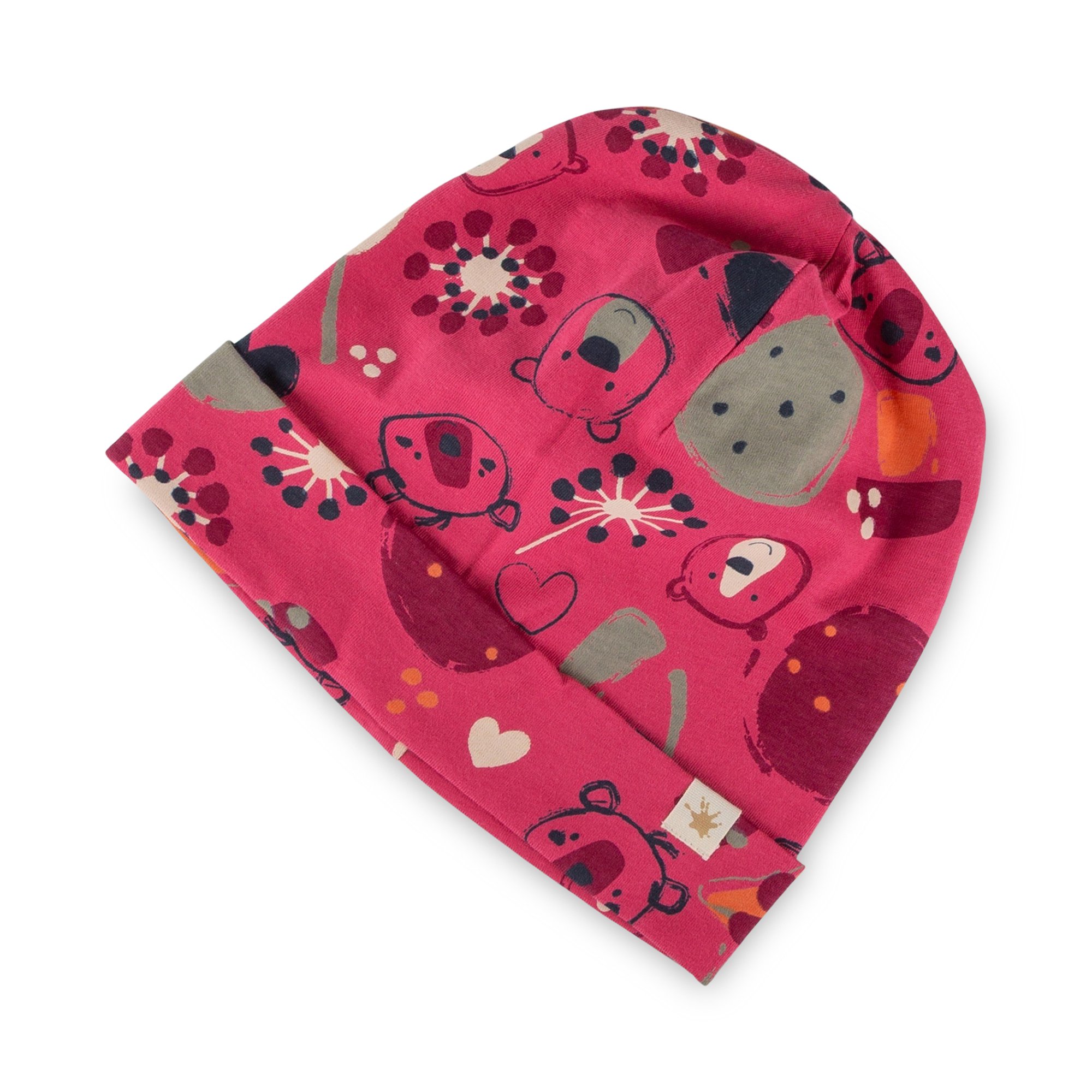 Kinder Mütze Bär Fancy Forest Print, pink