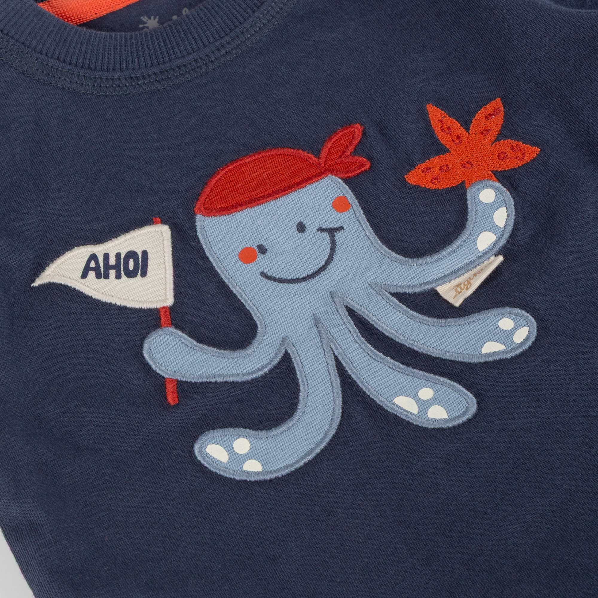 Baby T-Shirt Oktopus, blau