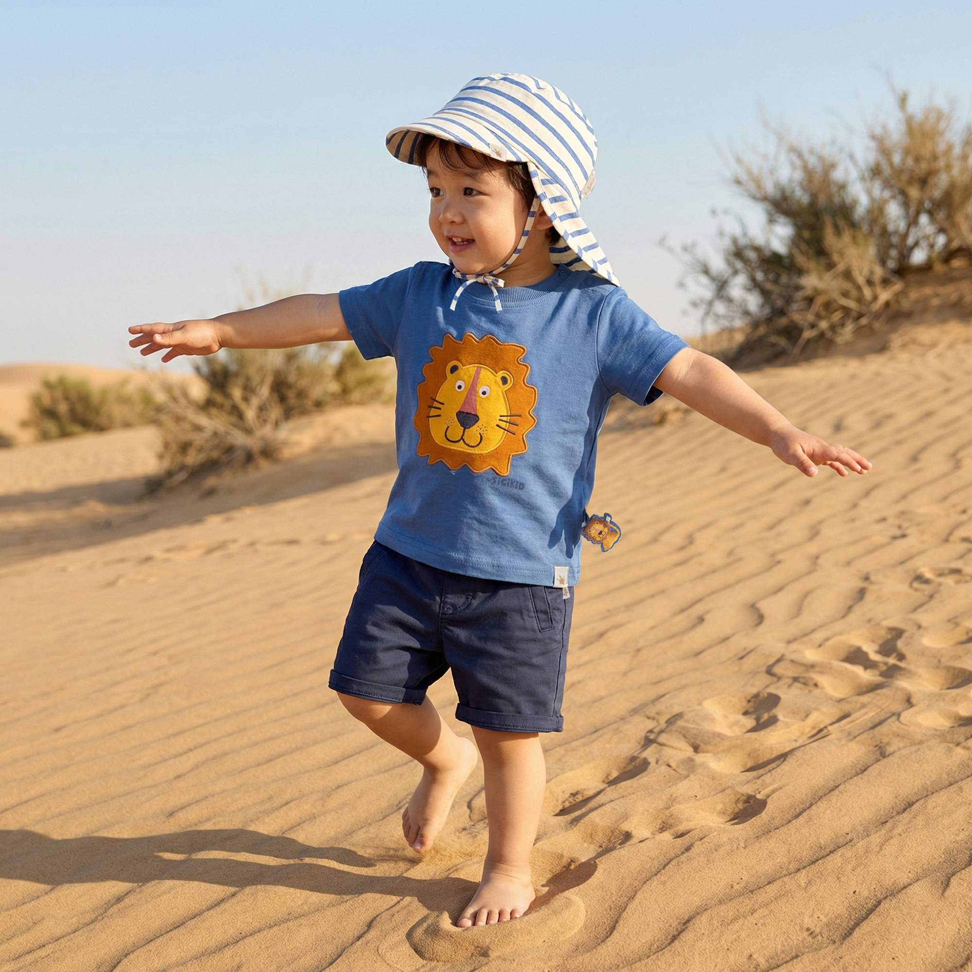 Baby gabardine bermuda shorts, adjustable waistband
