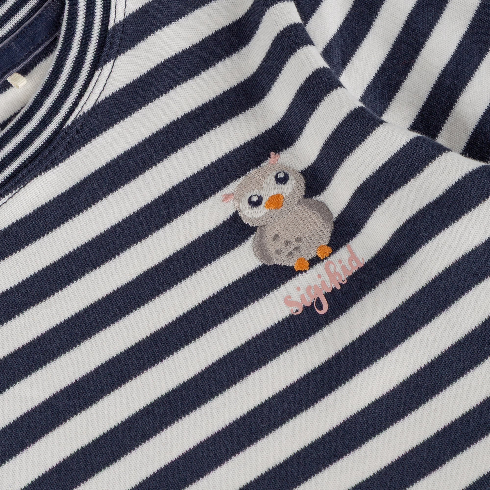 Kinder Langarmshirt Eule Magic Owl, blau-weiß geringelt