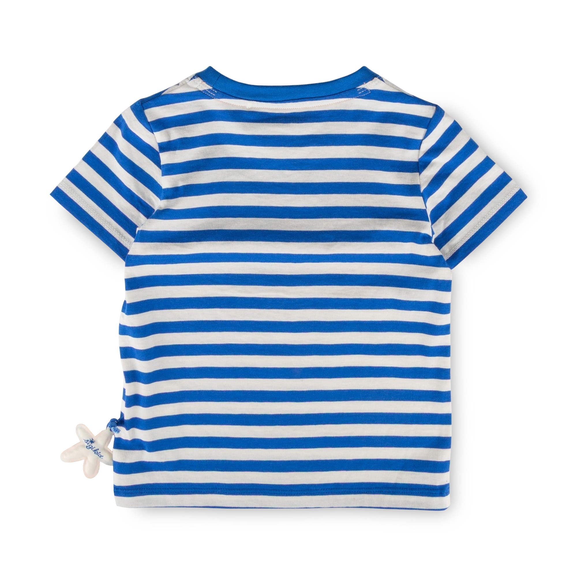 Kinder Ringel T-Shirt Seepferdchen, blau-weiß