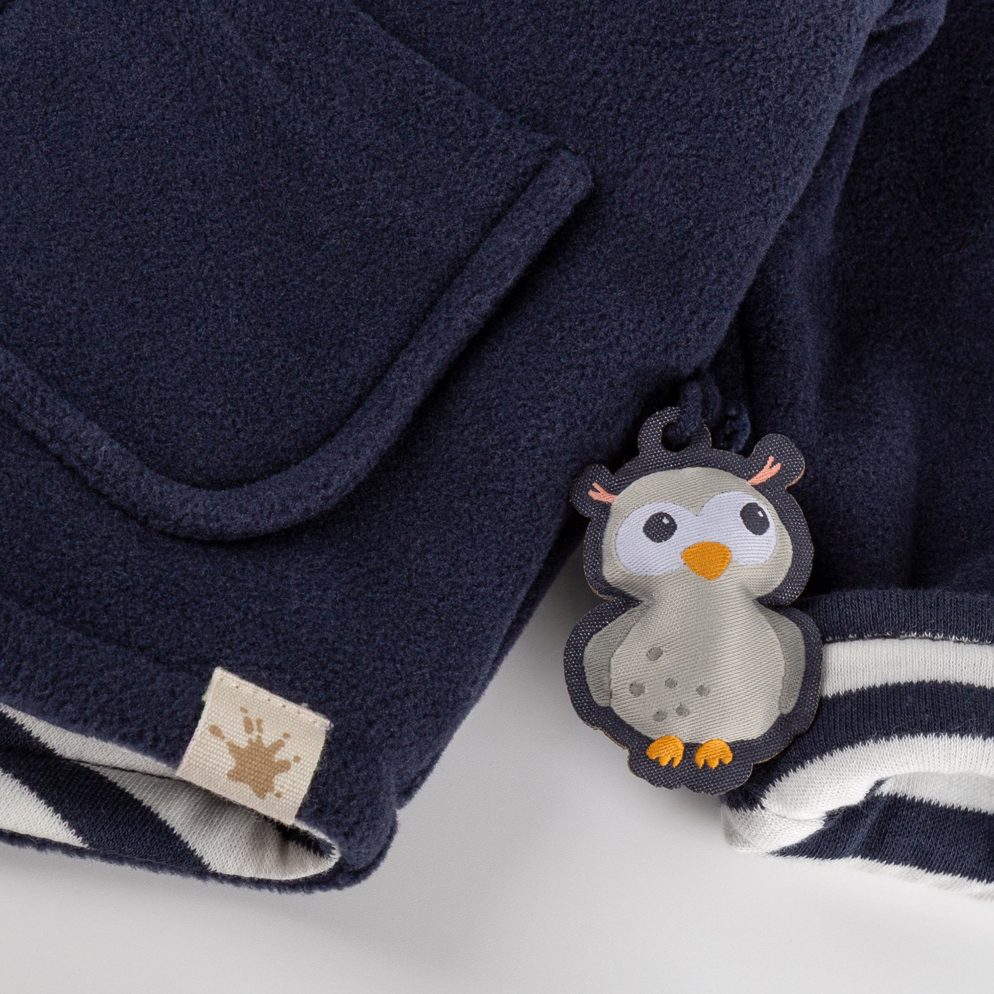 Hooded baby fleece jacket Curious Owl, lined