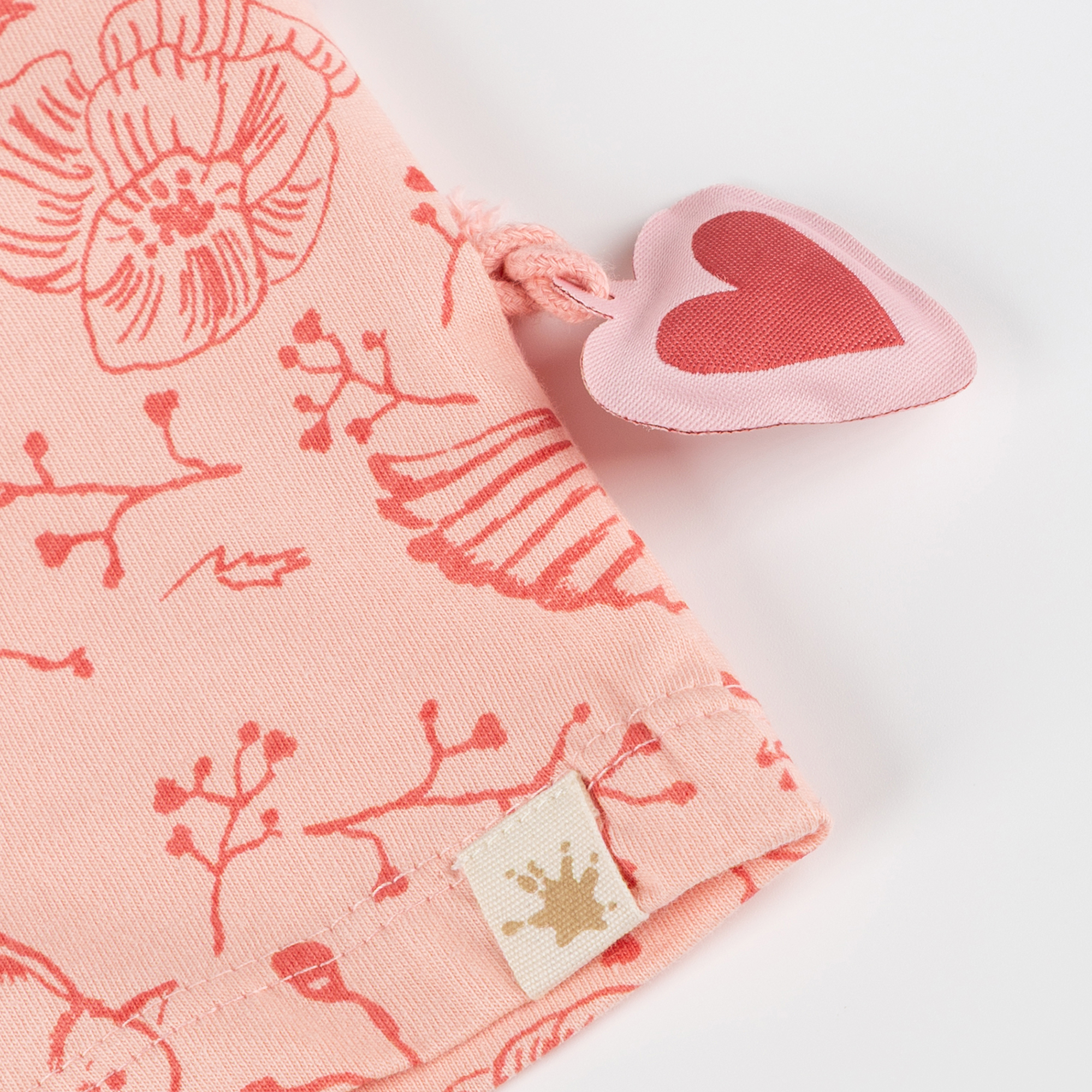 Kinder T-Shirt mit Vogelprint und Herzchen, rosa