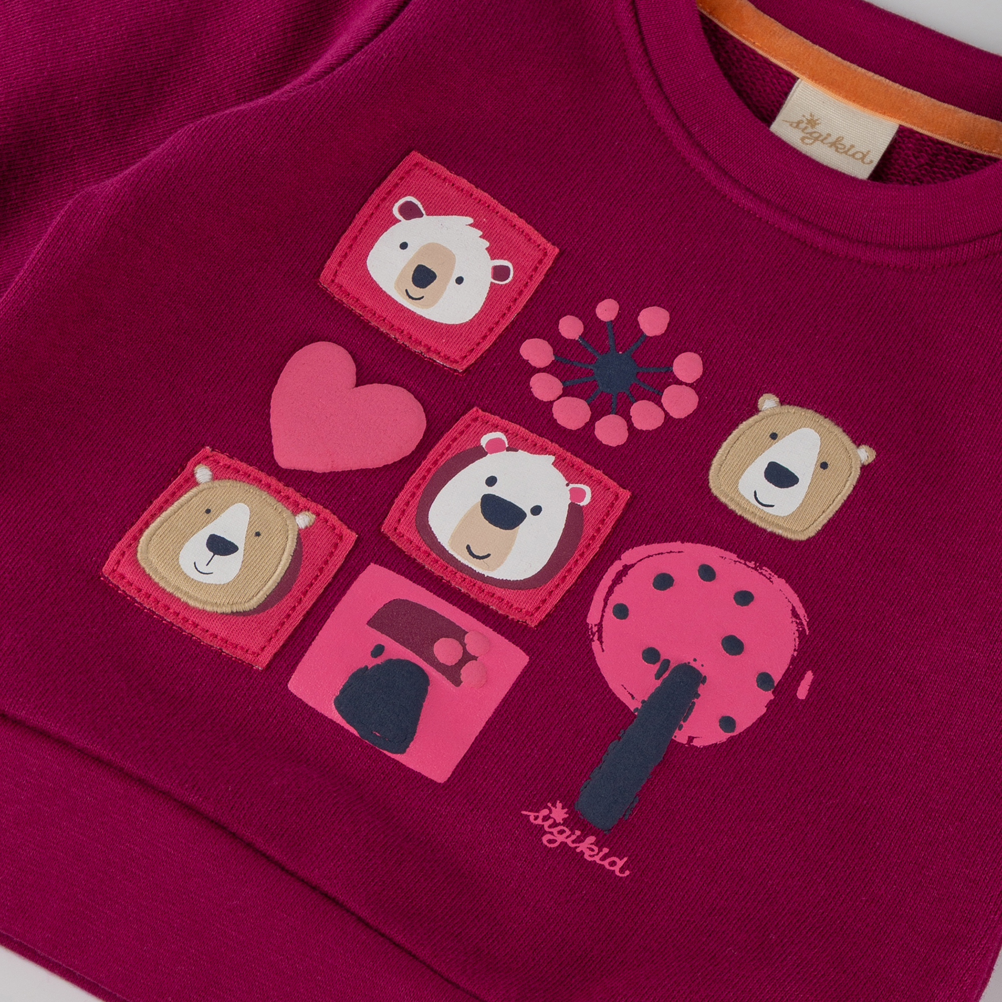 Baby Sweatshirt Bärchen Fancy Forest, dunkelpink