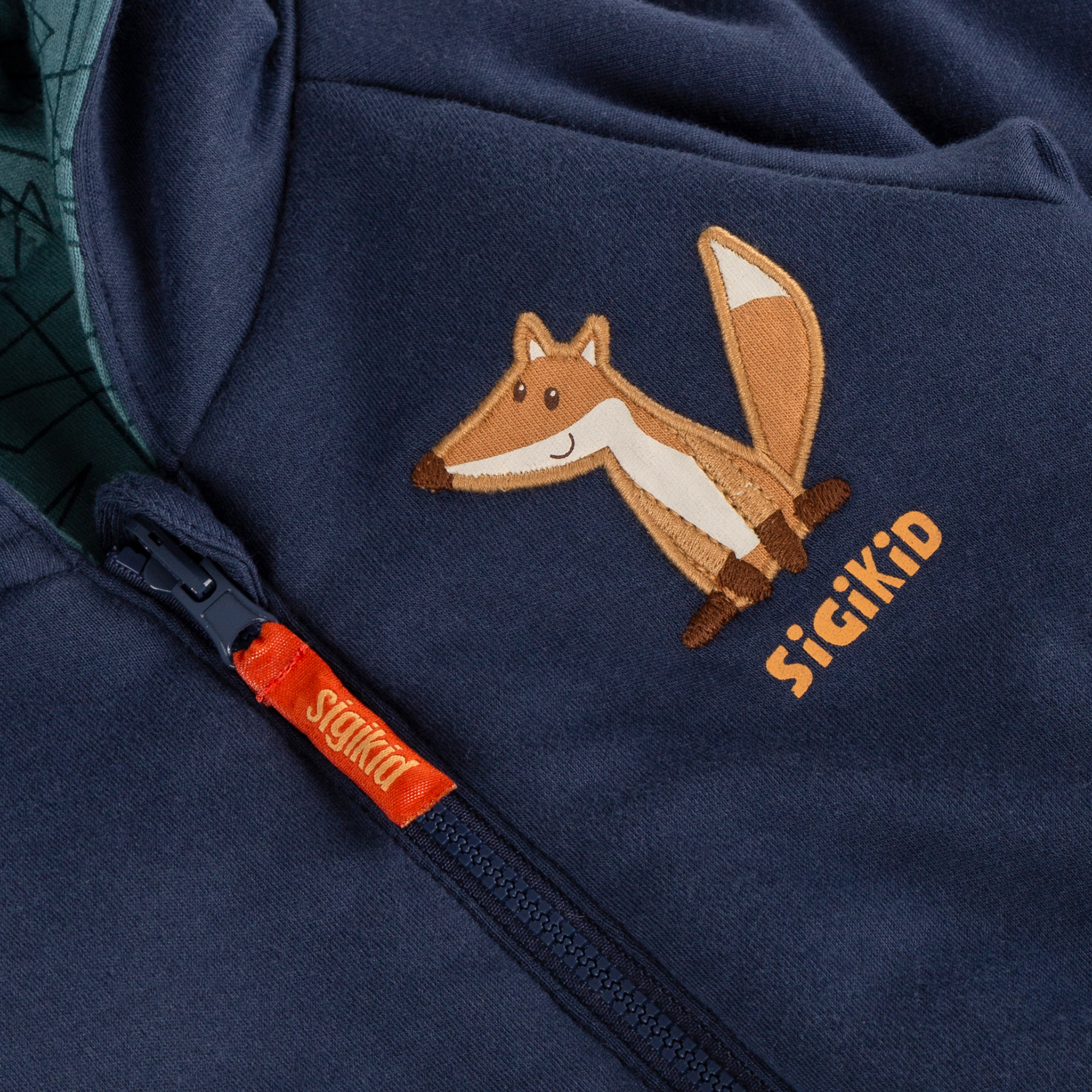 Reversible hooded baby jacket Wild Fox, interlined