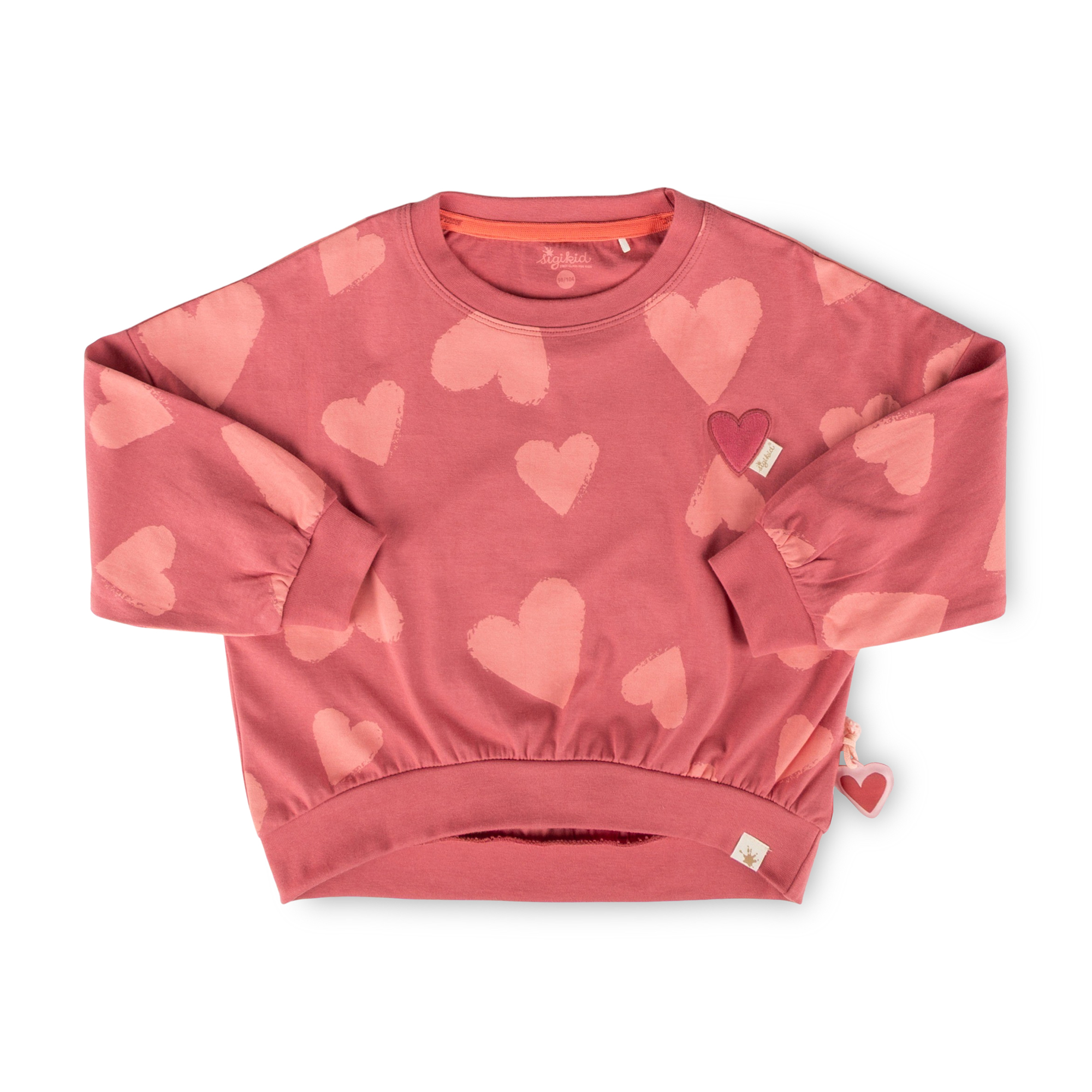 Kinder Langarmshirt mit Herzchen Print, rosarot