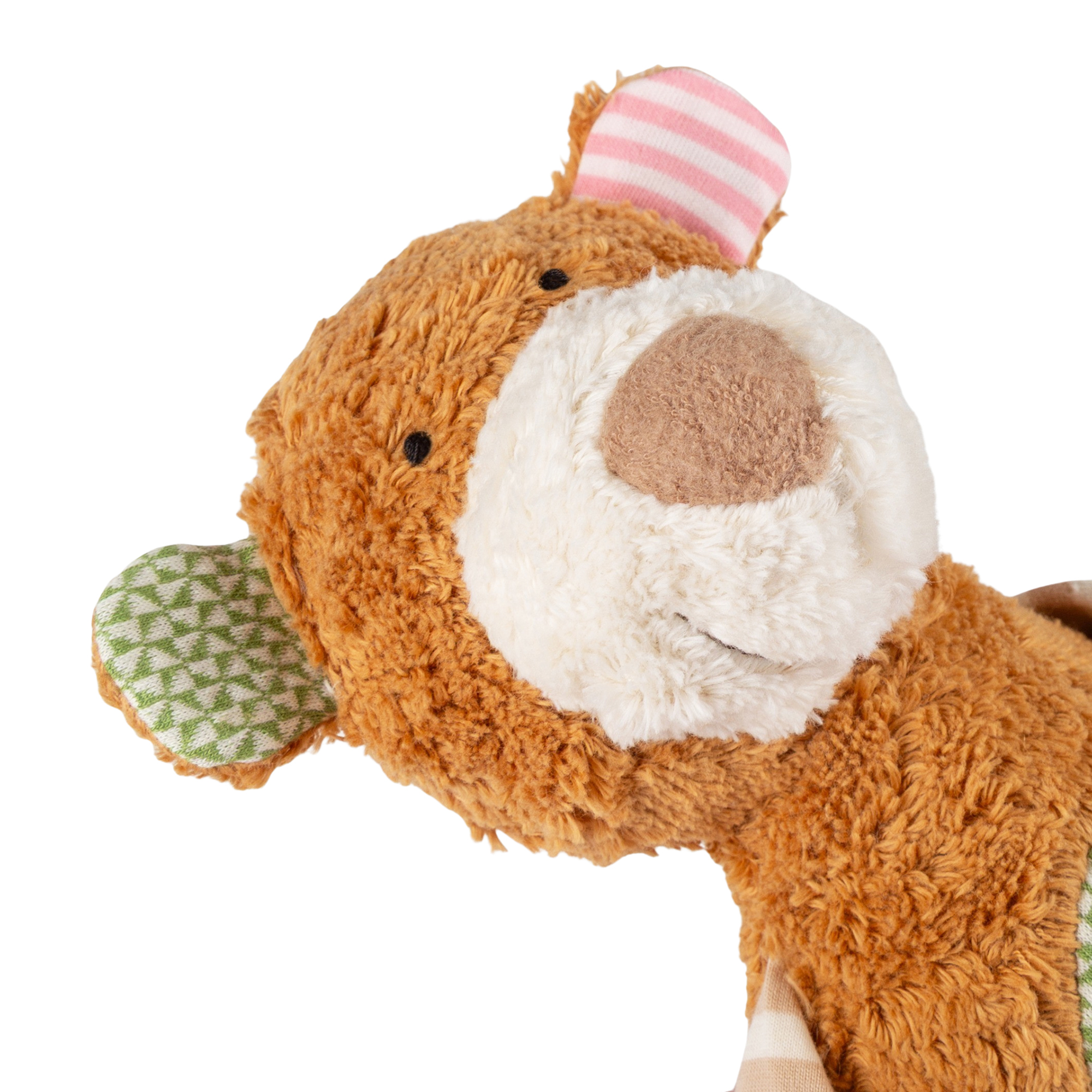 Plush toy patchwork bear, organic Green