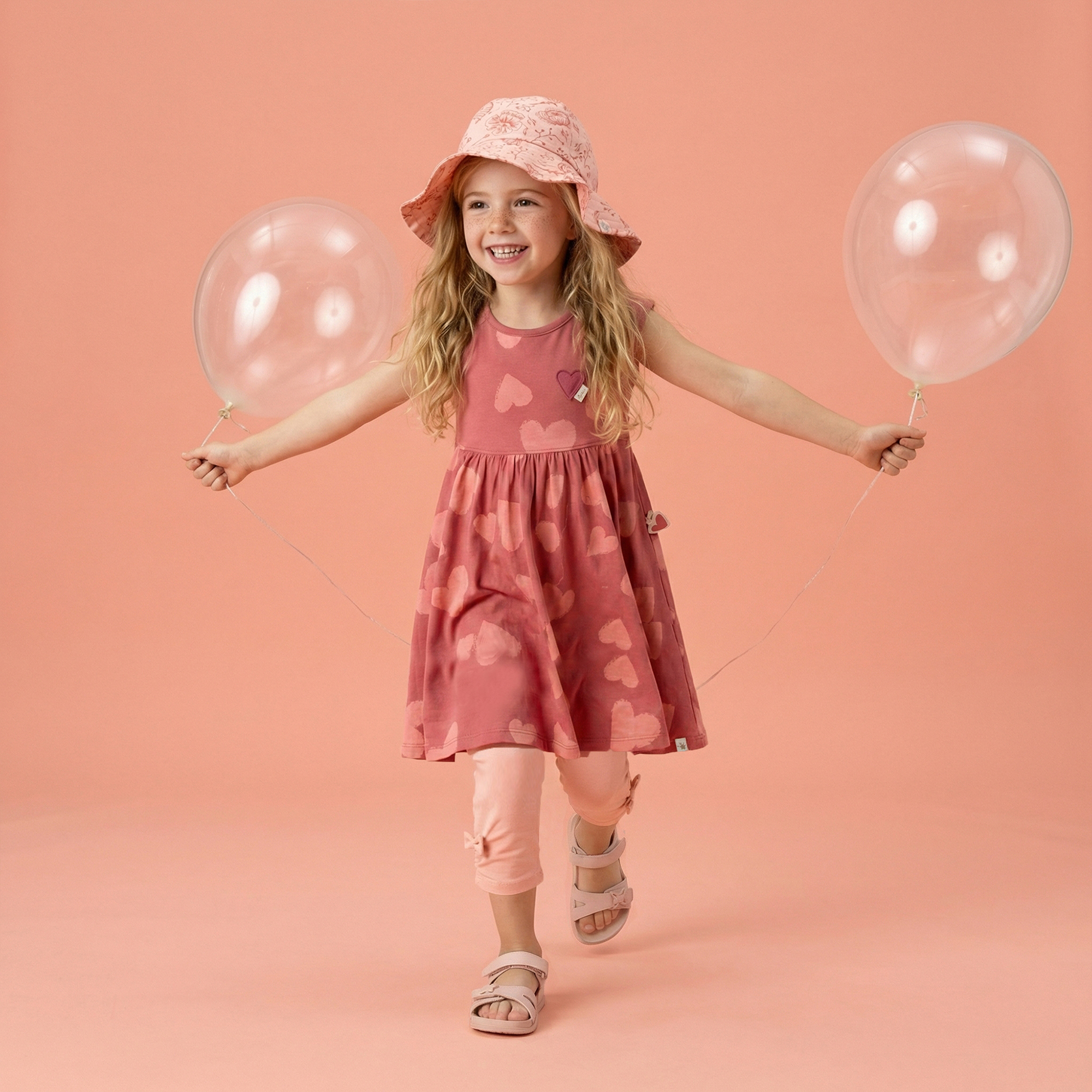 Dark pink children's summer dress hearts, Spring Birds