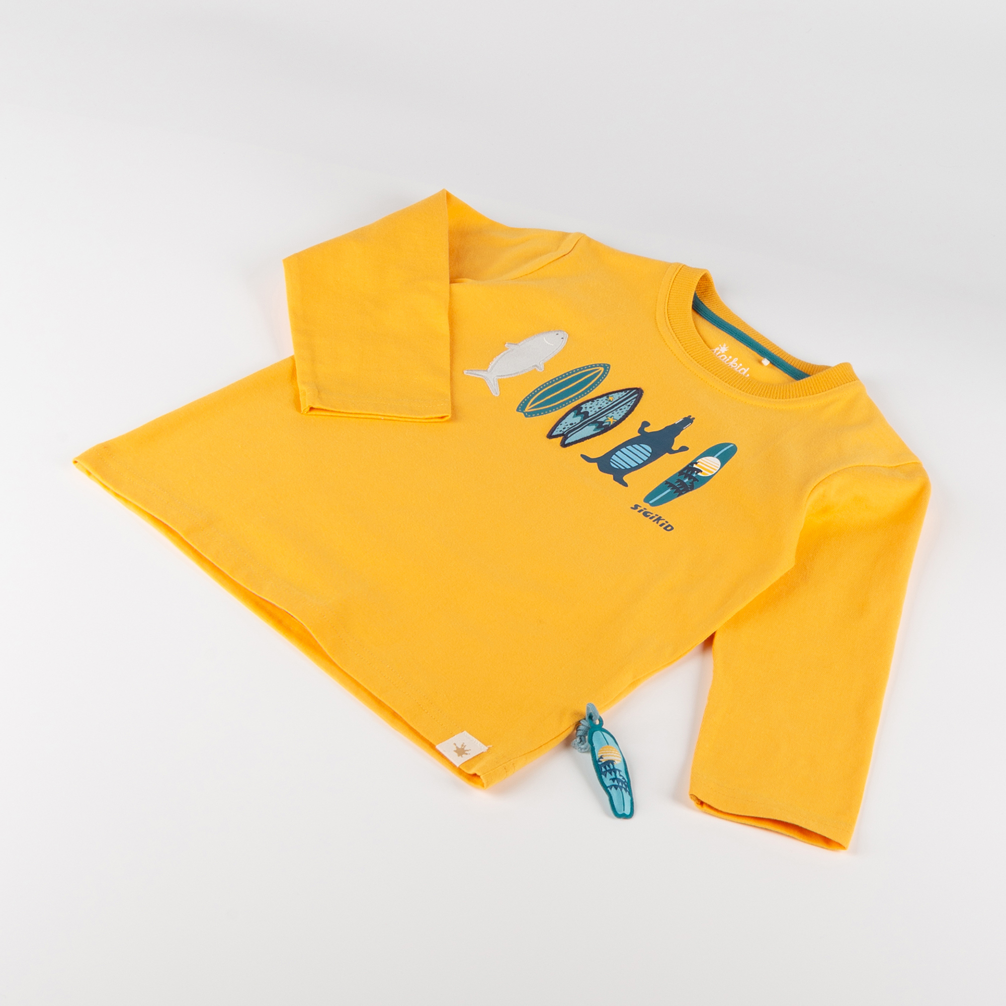 Kinder Langarmshirt Hai, gelb