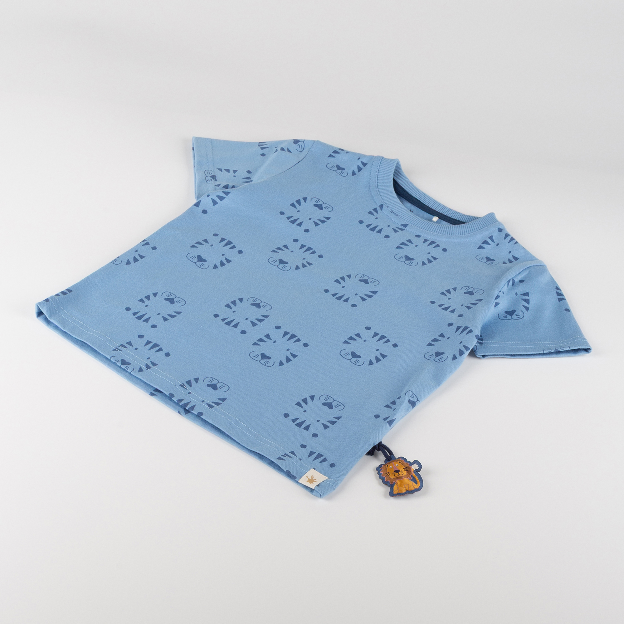 Kinder T-Shirt Tiger & Löwe Print, blau