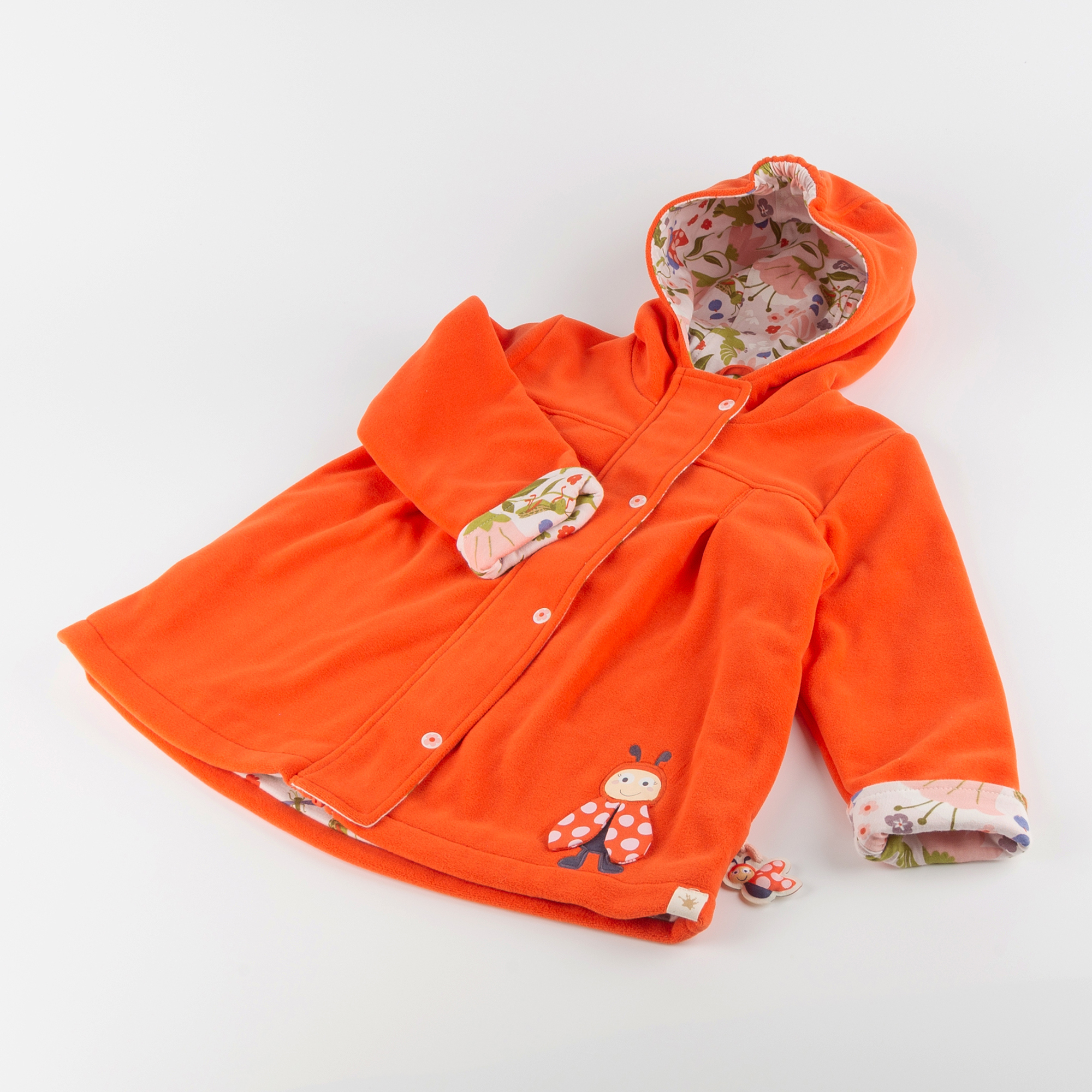 Kinder Fleecejacke Marienkäfer mit Kapuze, gefüttert