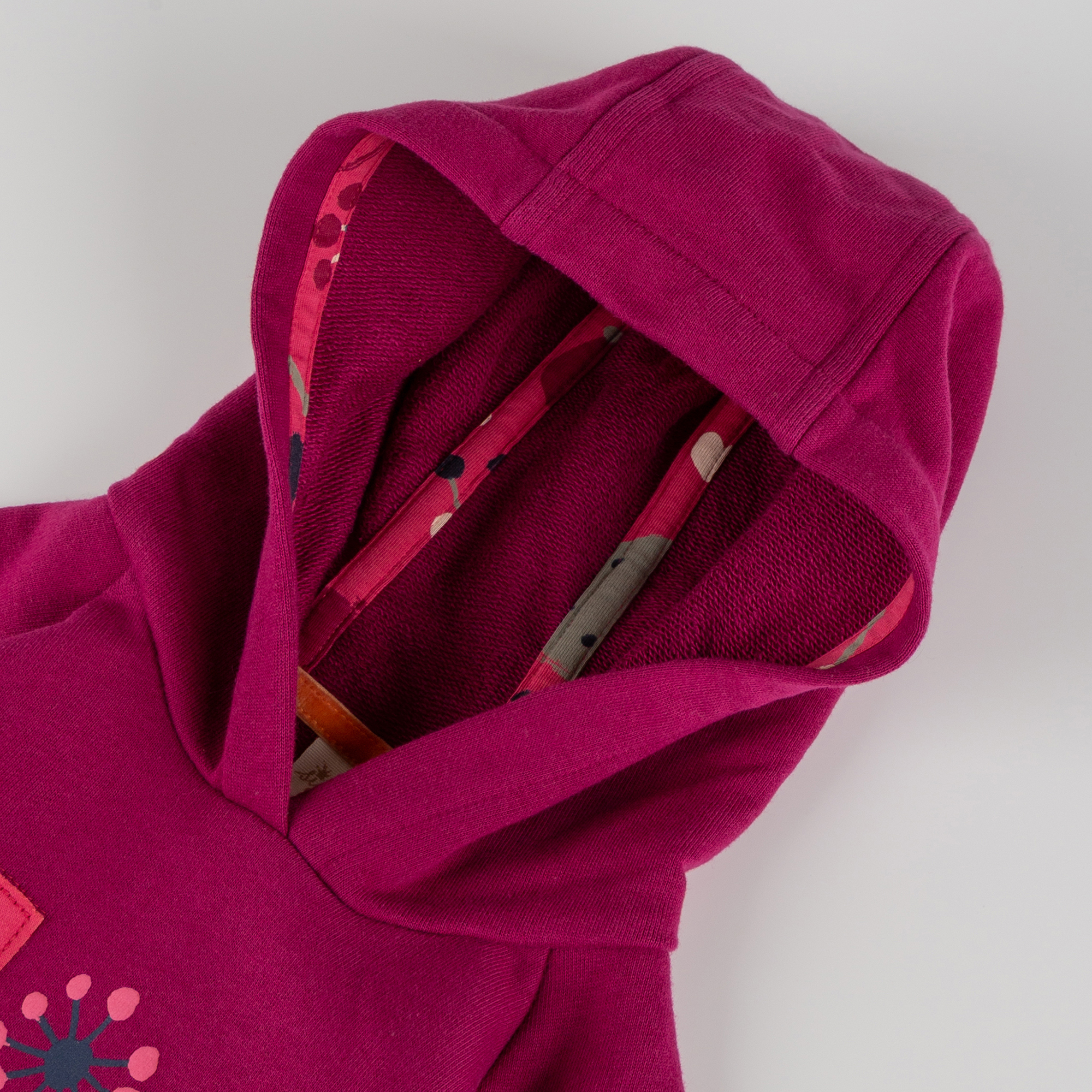 Kinder Kapuzen Sweatkleid Bär Fancy Forest, dunkelpink Kinder Kapuzen Sweatkleid Bär Fancy Forest, dunkelpink