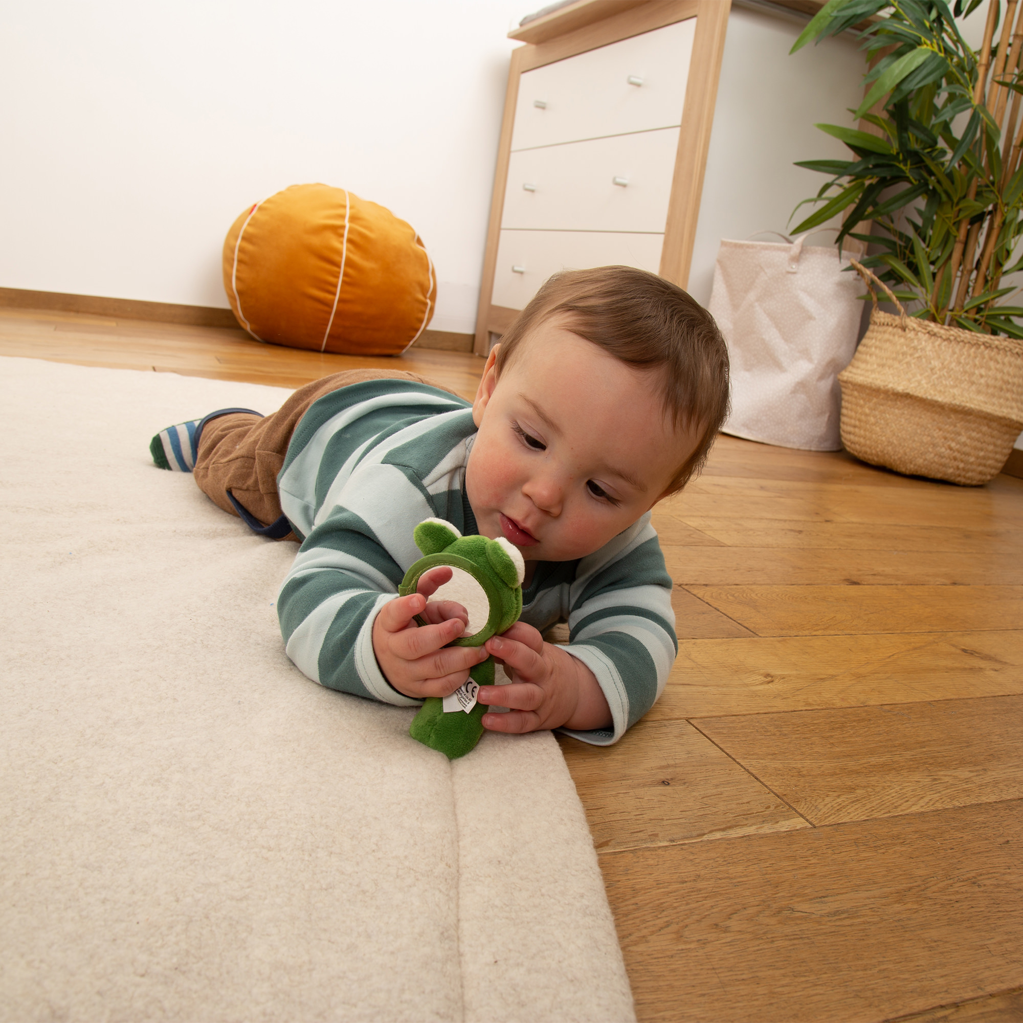 Rattle grasp toy frog with mirror