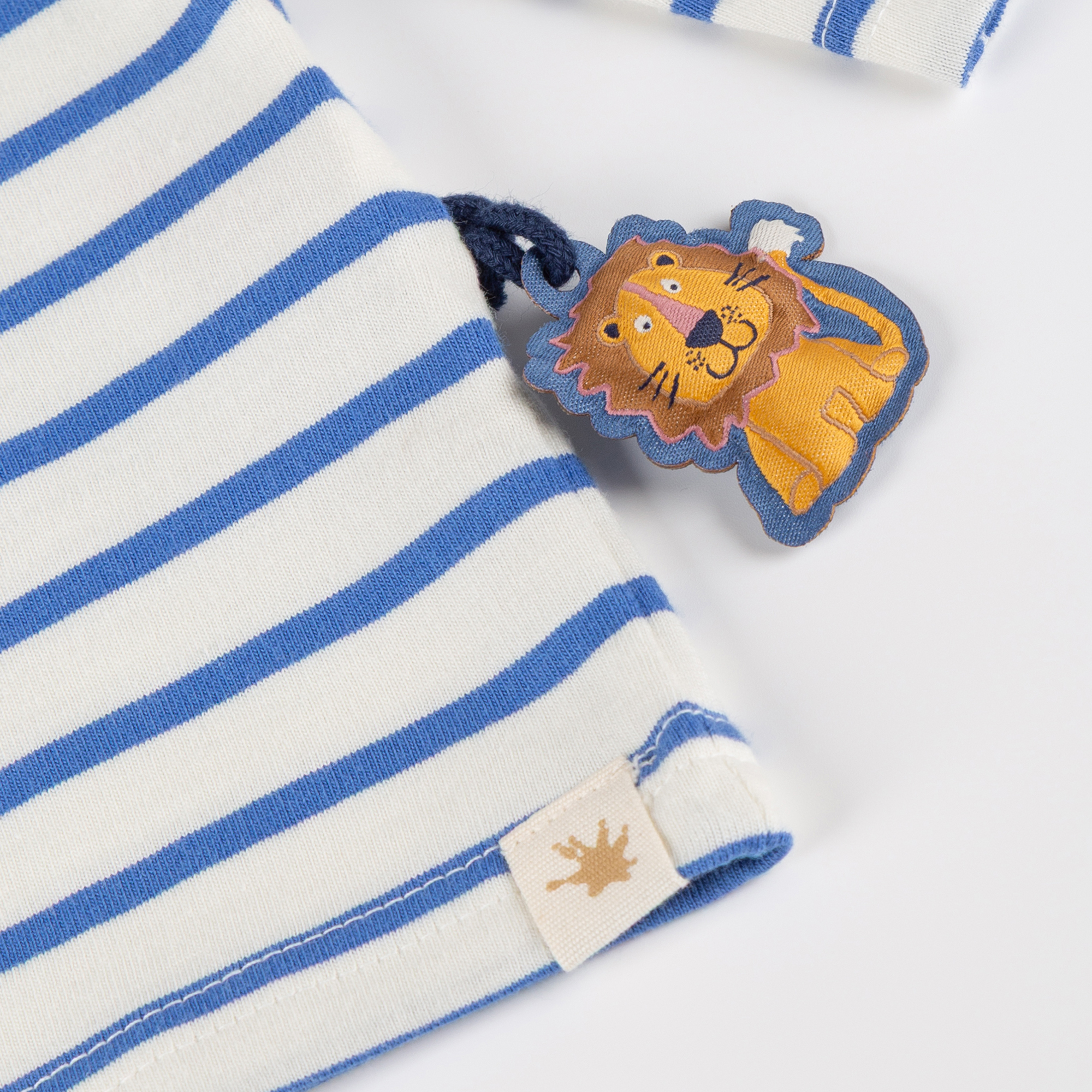 Baby Ringel Langarmshirt Tiger & Löwe, blau/weiß