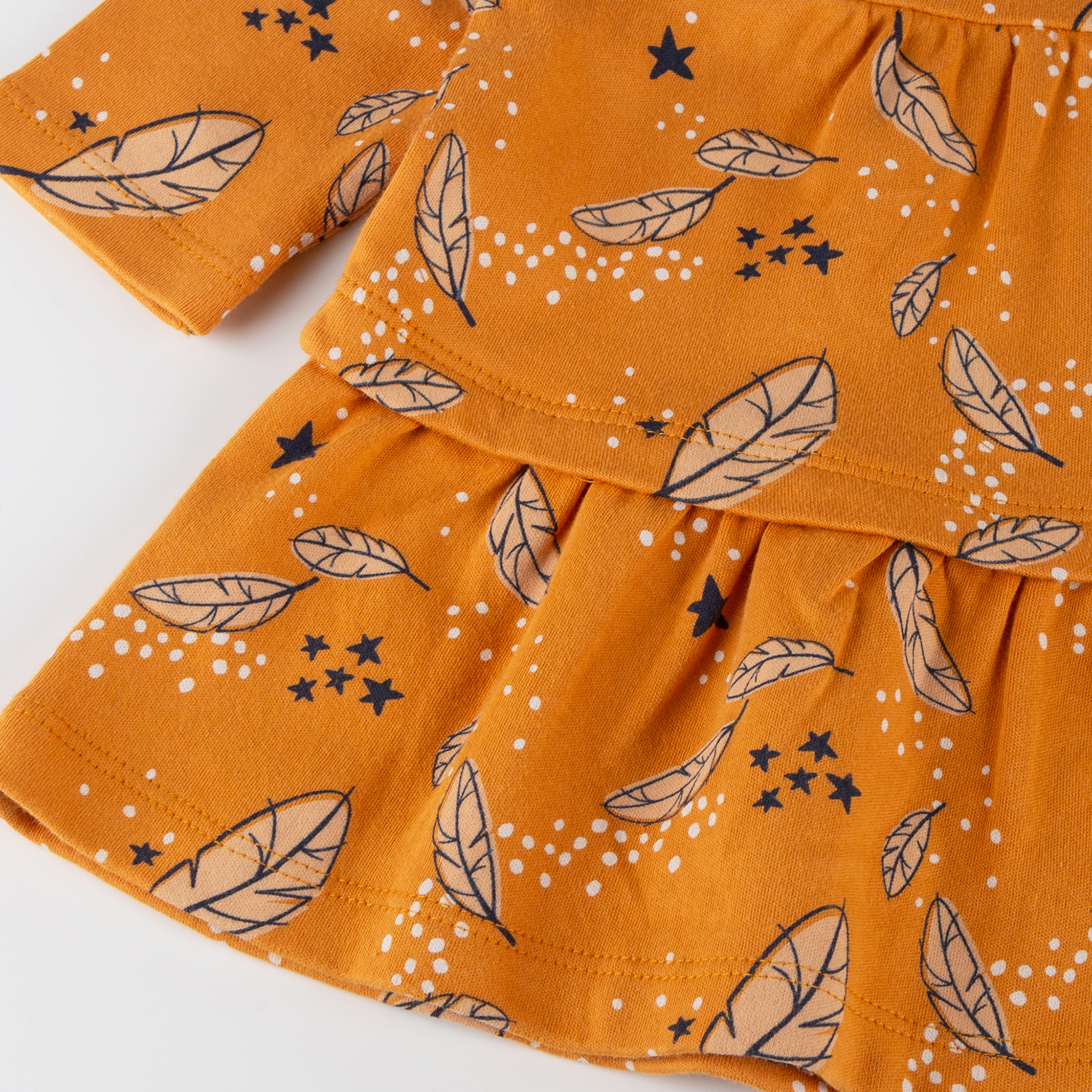 Baby Kleid Magic Owl, gelb mit Federprint