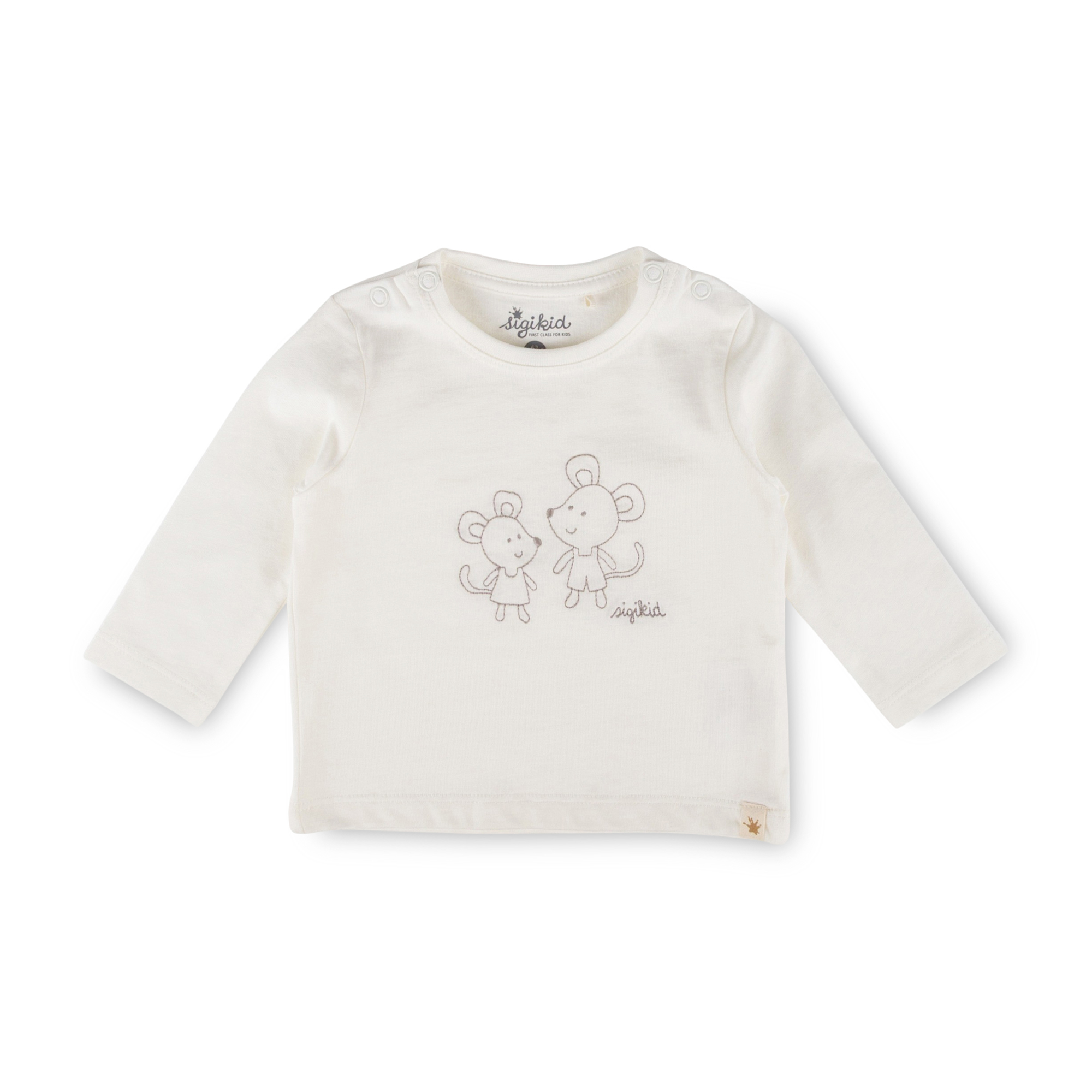 Newborn baby long sleeve Tee mouse, cream white
