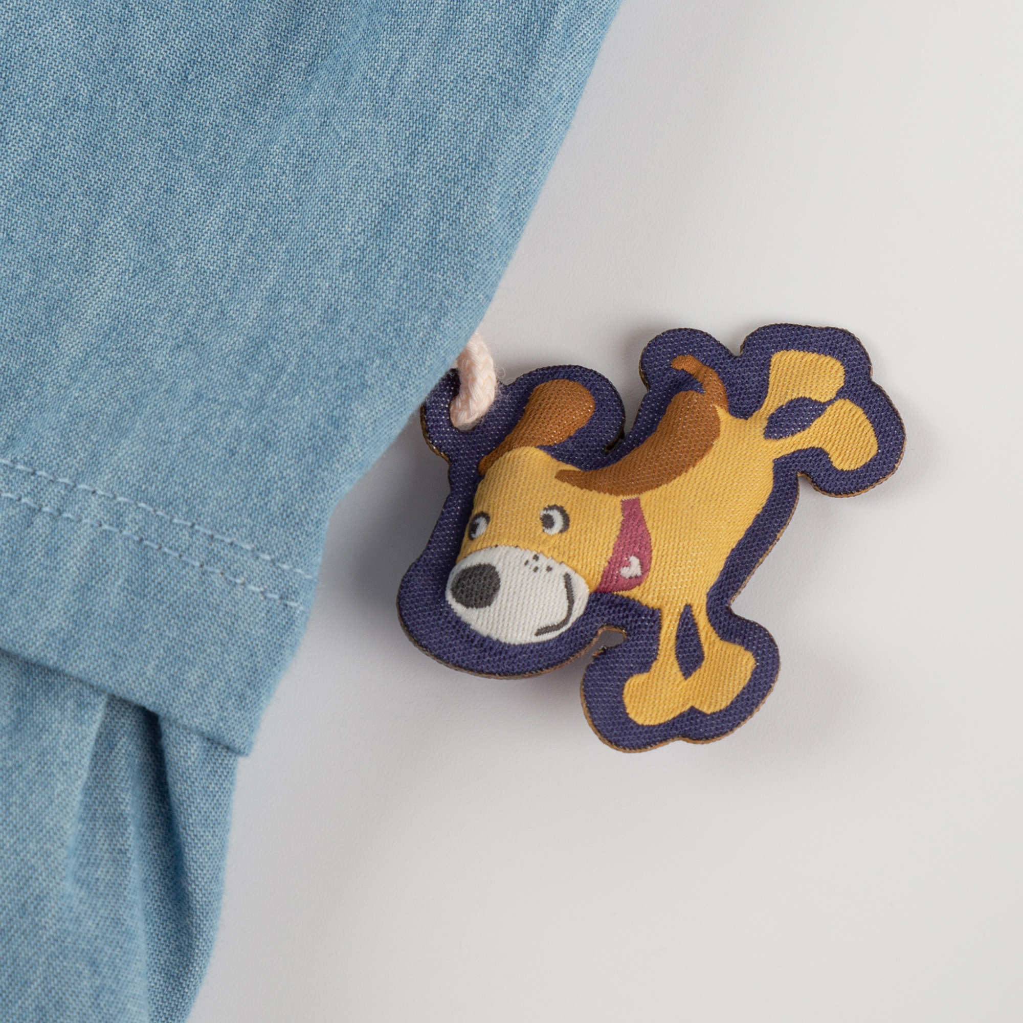 Kinder Chambray-Kleid Hund Funny Dog, hellblau,