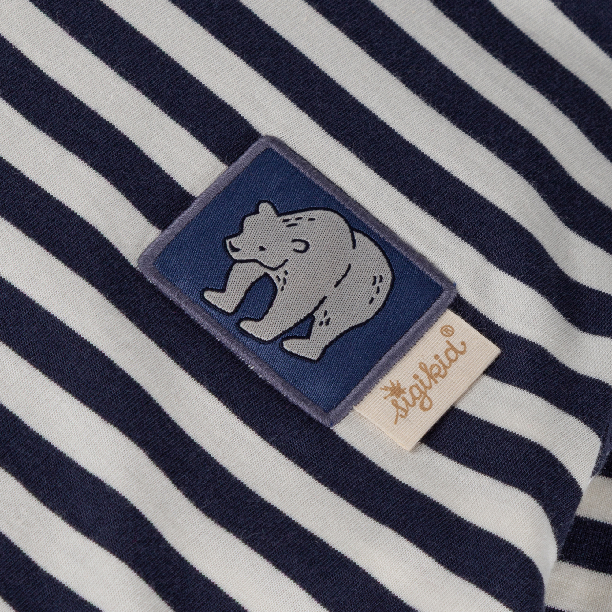 Kinder Langarmshirt Eisbär Polar Friends, blau/weiß geringelt
