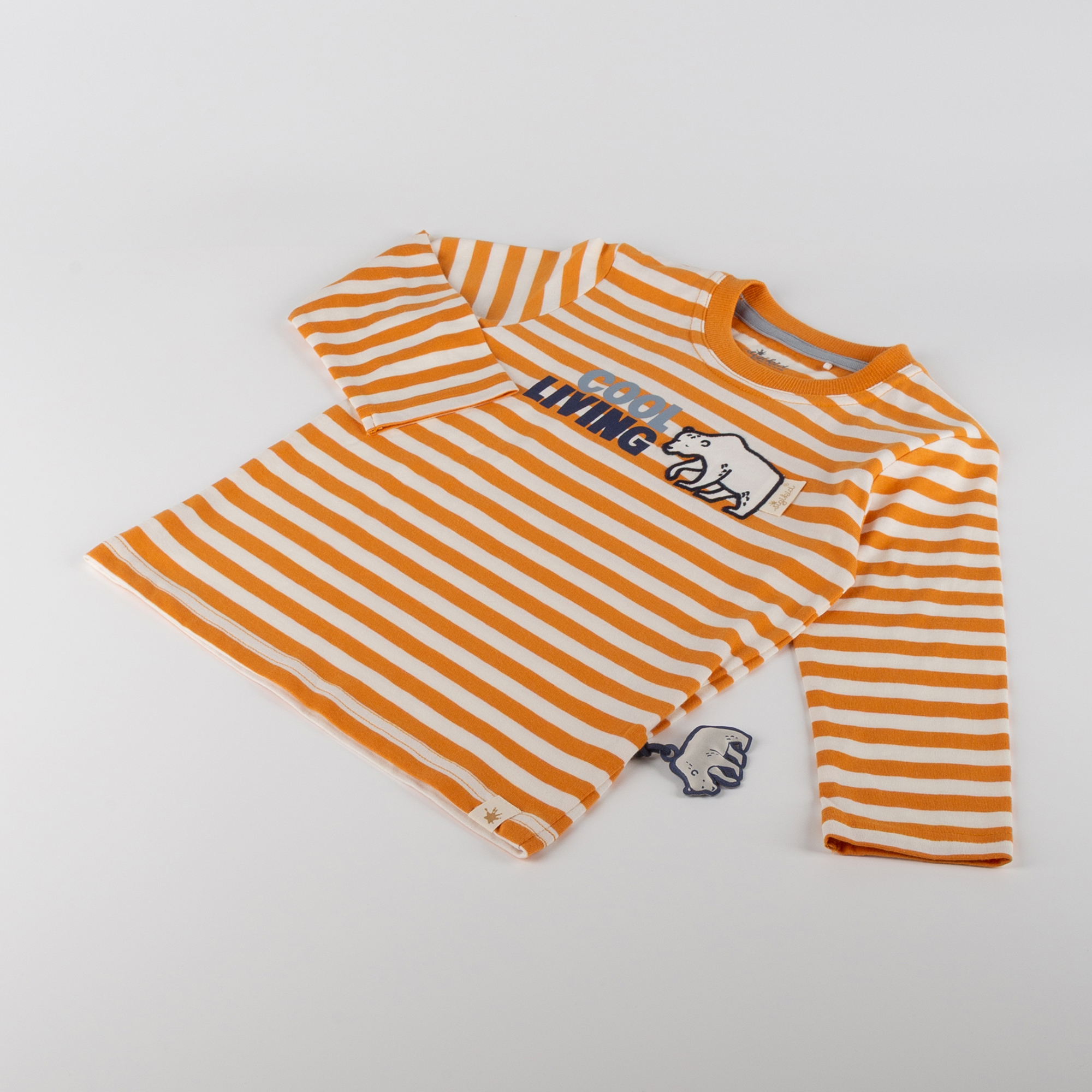 Kinder Langarmshirt Eisbär Polar Friends, gelb/weiß geringelt