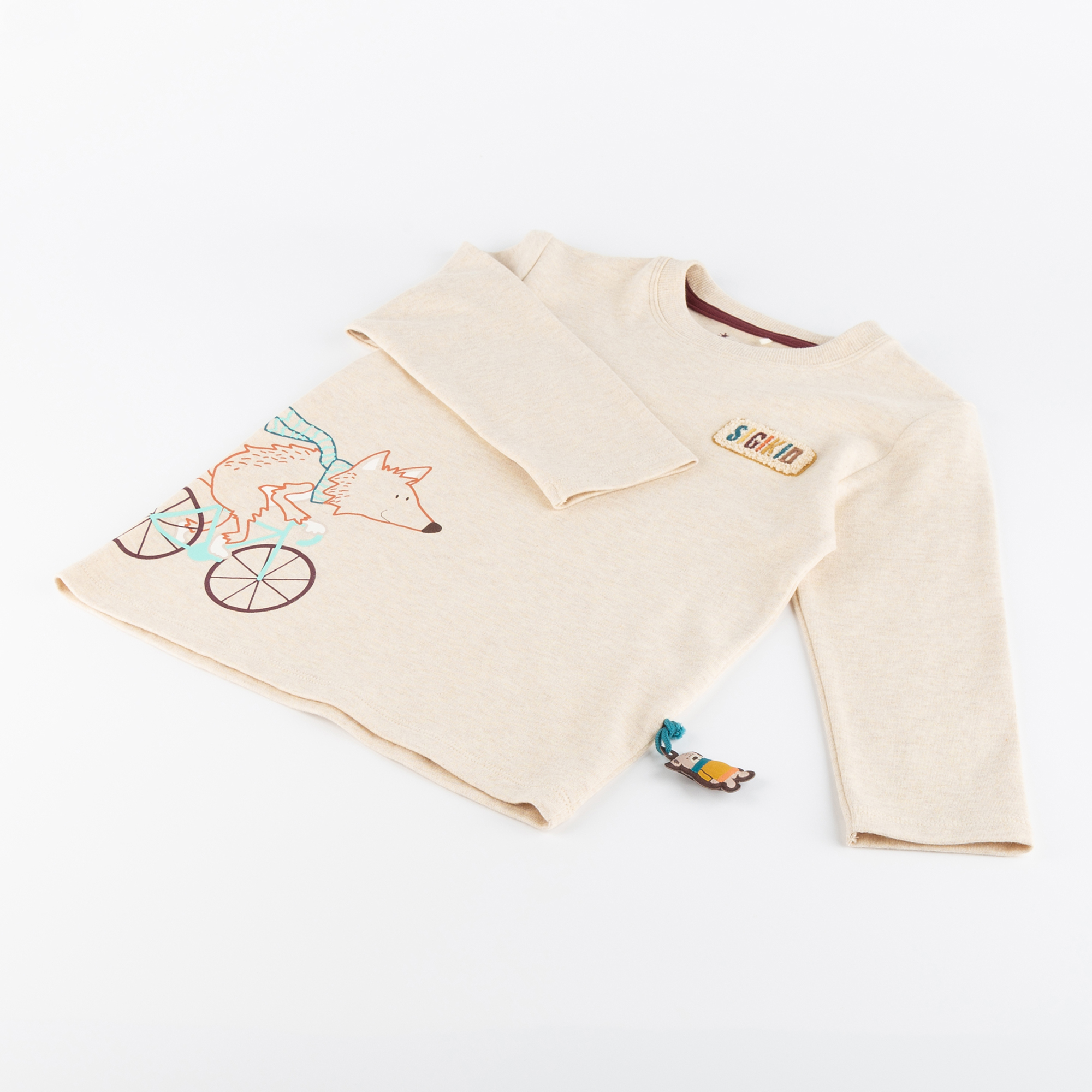 Kinder Langarmshirt Fuchs, beige meliert Kinder Langarmshirt Fuchs, beige meliert