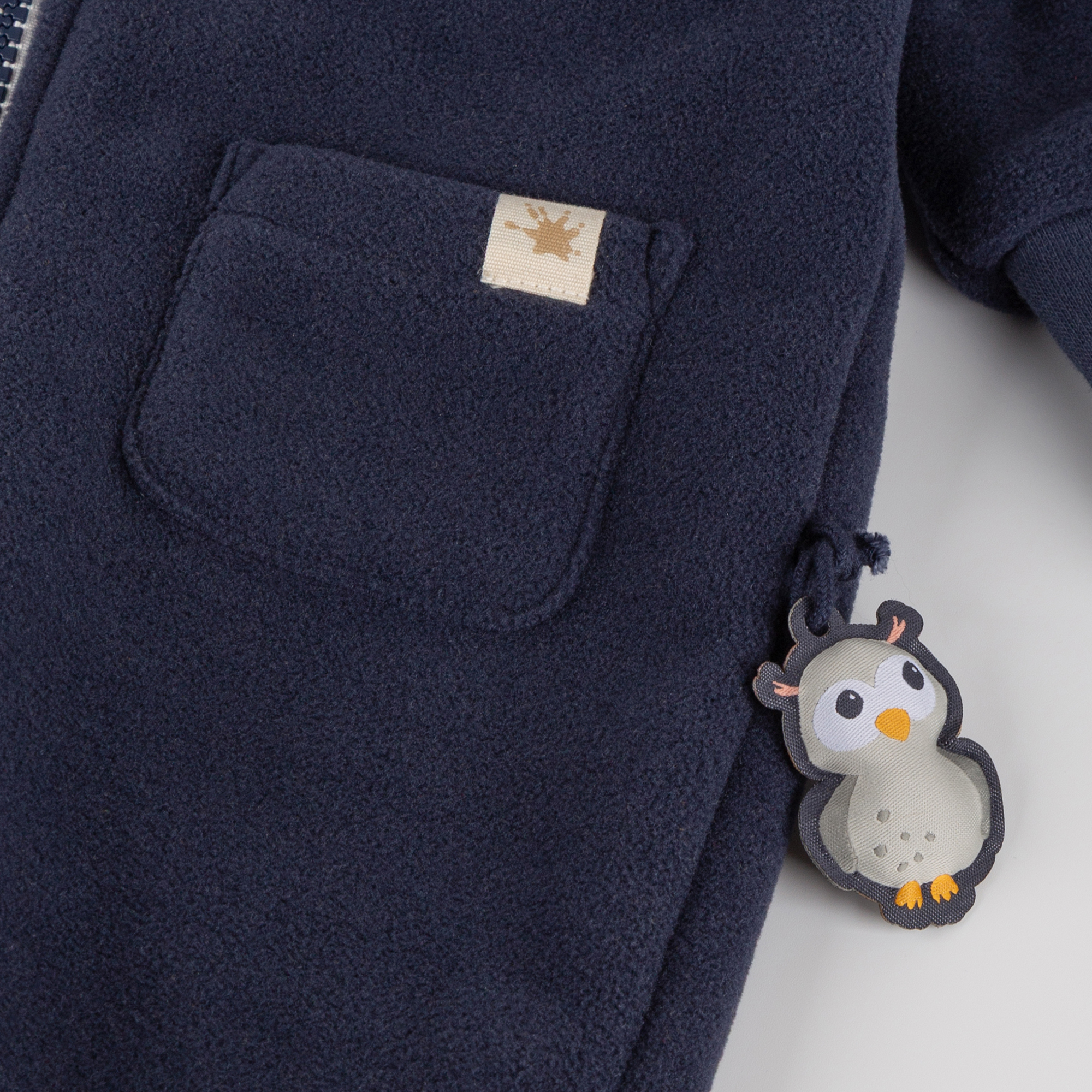 Baby fleece overall Owl, lined, foldable cuffs