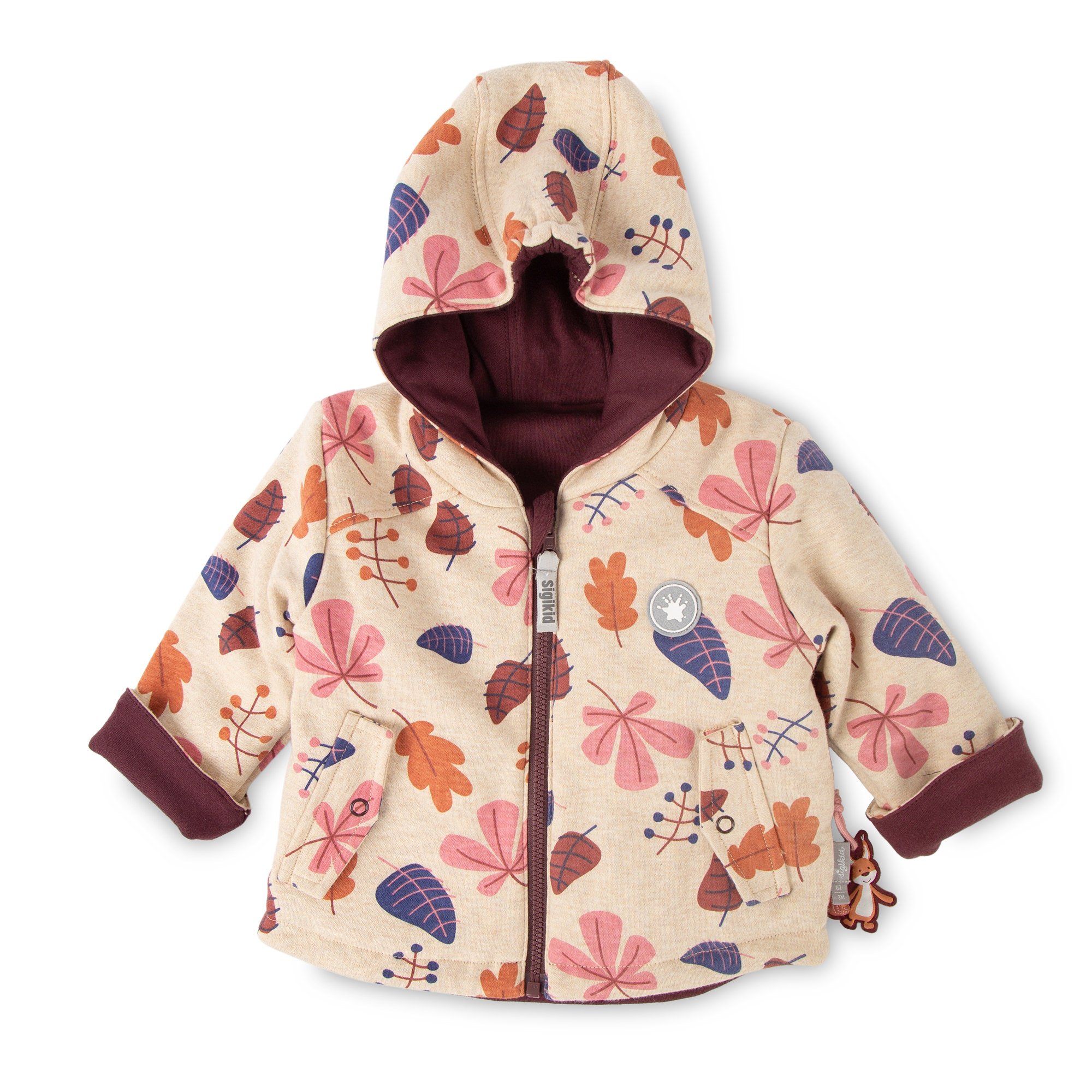 Baby Wendejacke dunkelrot/bunter Herbstprint Baby Wendejacke dunkelrot/bunter Herbstprint