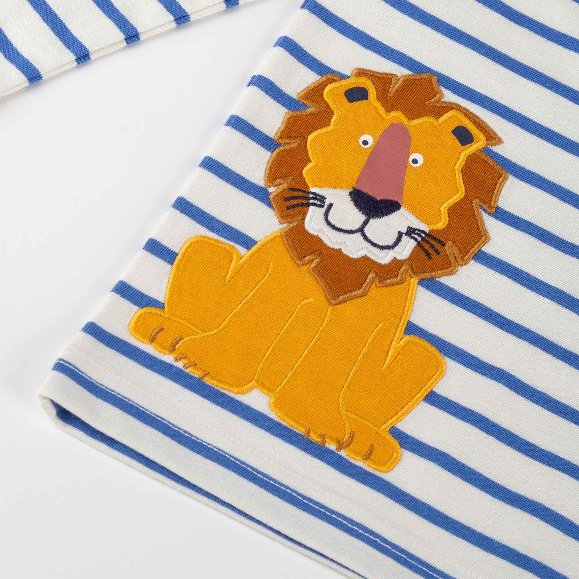 Kinder Ringel Langarmshirt Tiger & Löwe blau/weiß