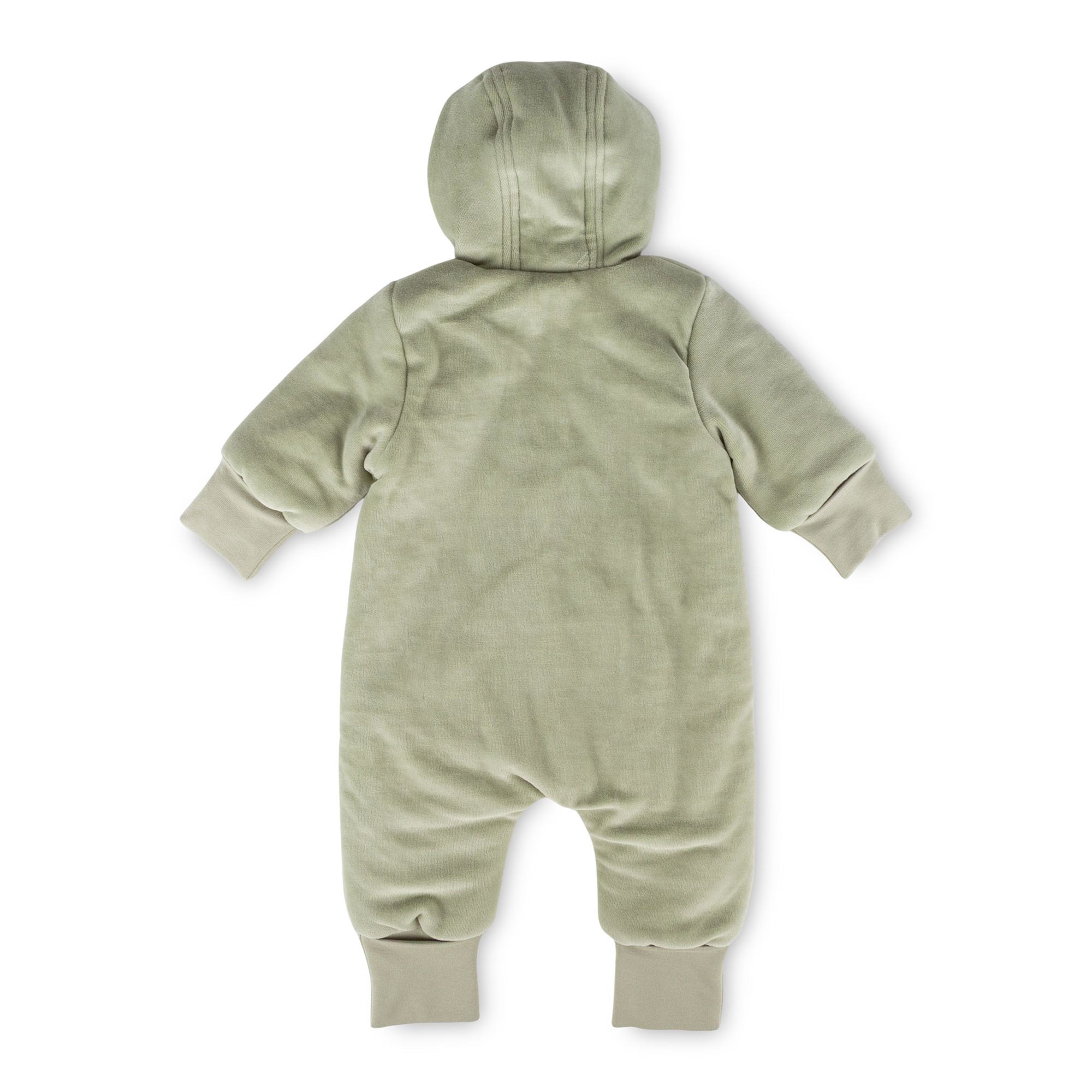 Newborn baby velour overall, foldable cuffs, wadded, green