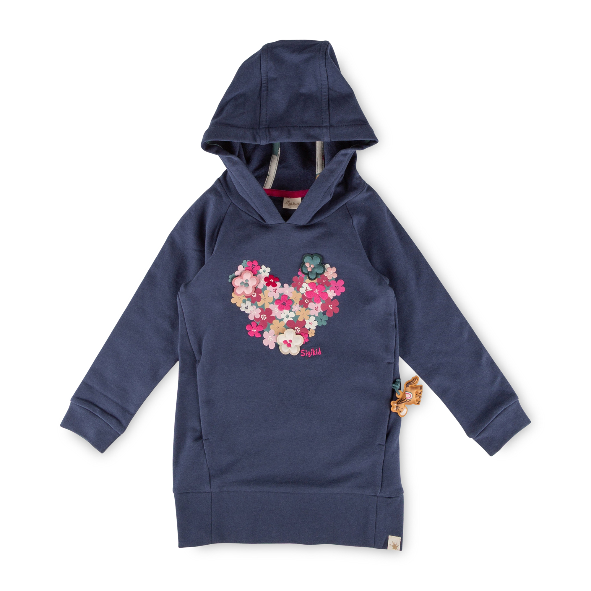 Kinder Sweatkleid Pony Love mit Blumenherz Kinder Sweatkleid Pony Love mit Blumenherz