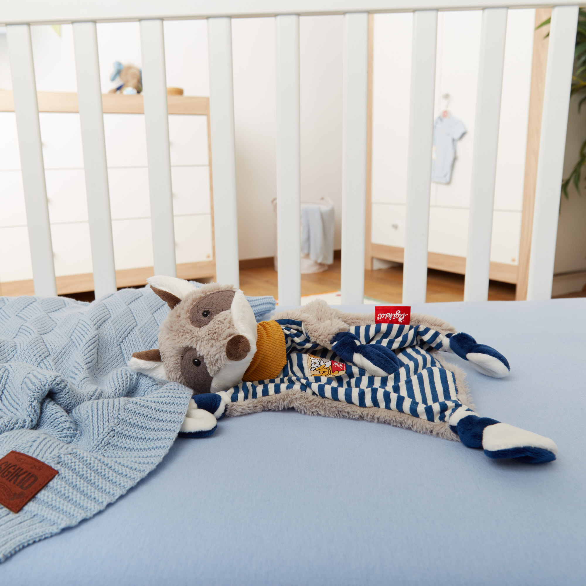 Schnuffeltuch Waschbär blau