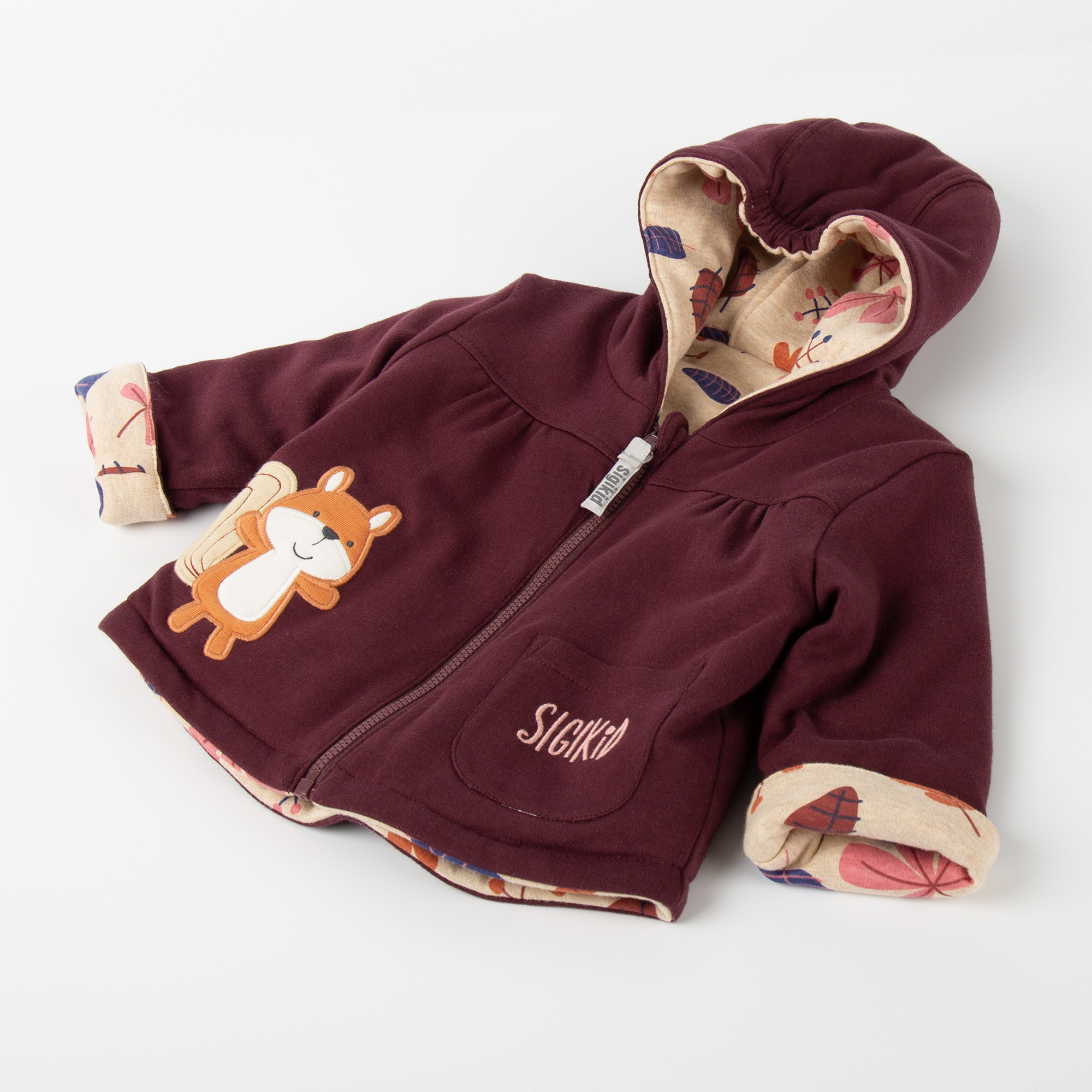 Baby Wendejacke dunkelrot/bunter Herbstprint Baby Wendejacke dunkelrot/bunter Herbstprint