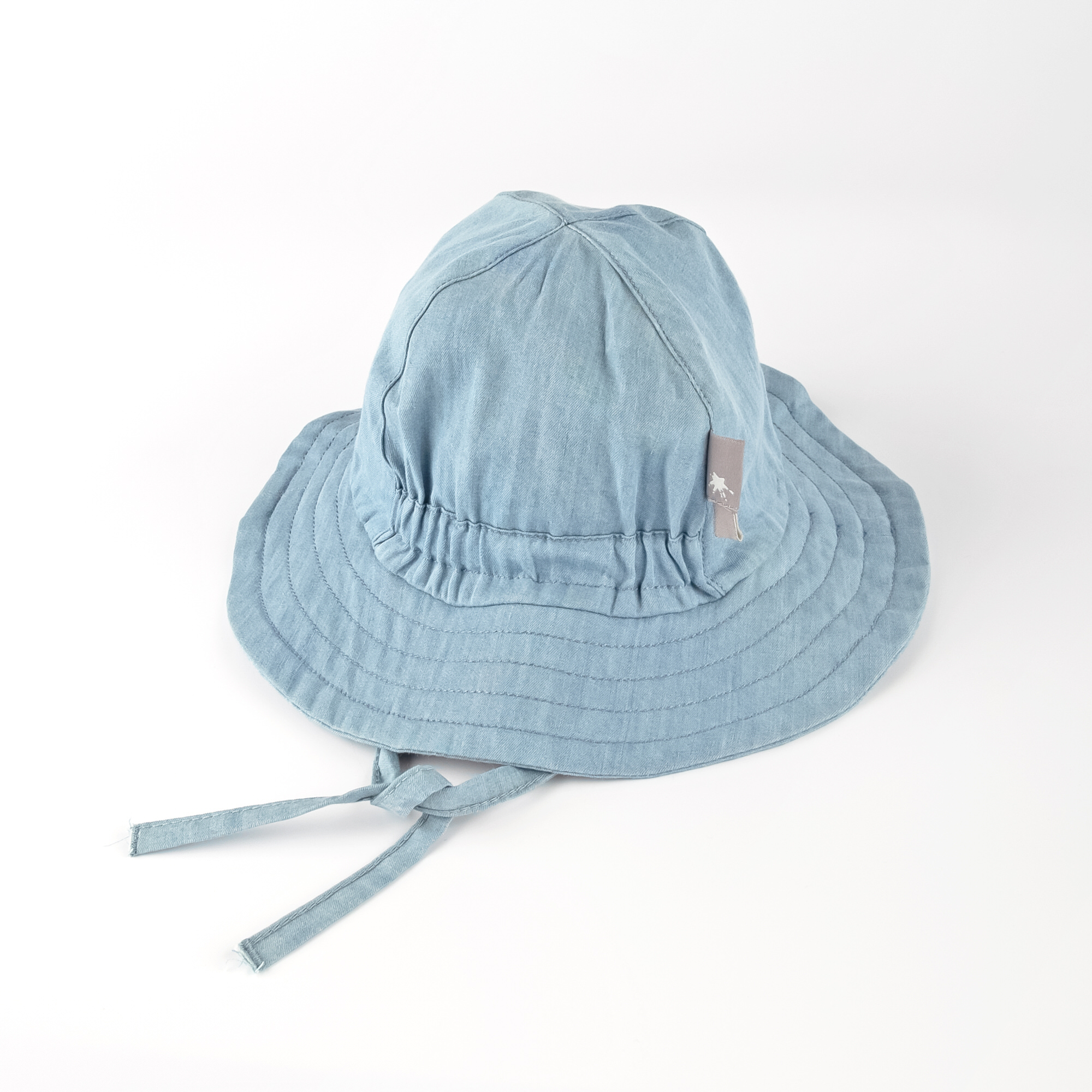 Baby Jeanshut mit Krempe und Bindebändchen