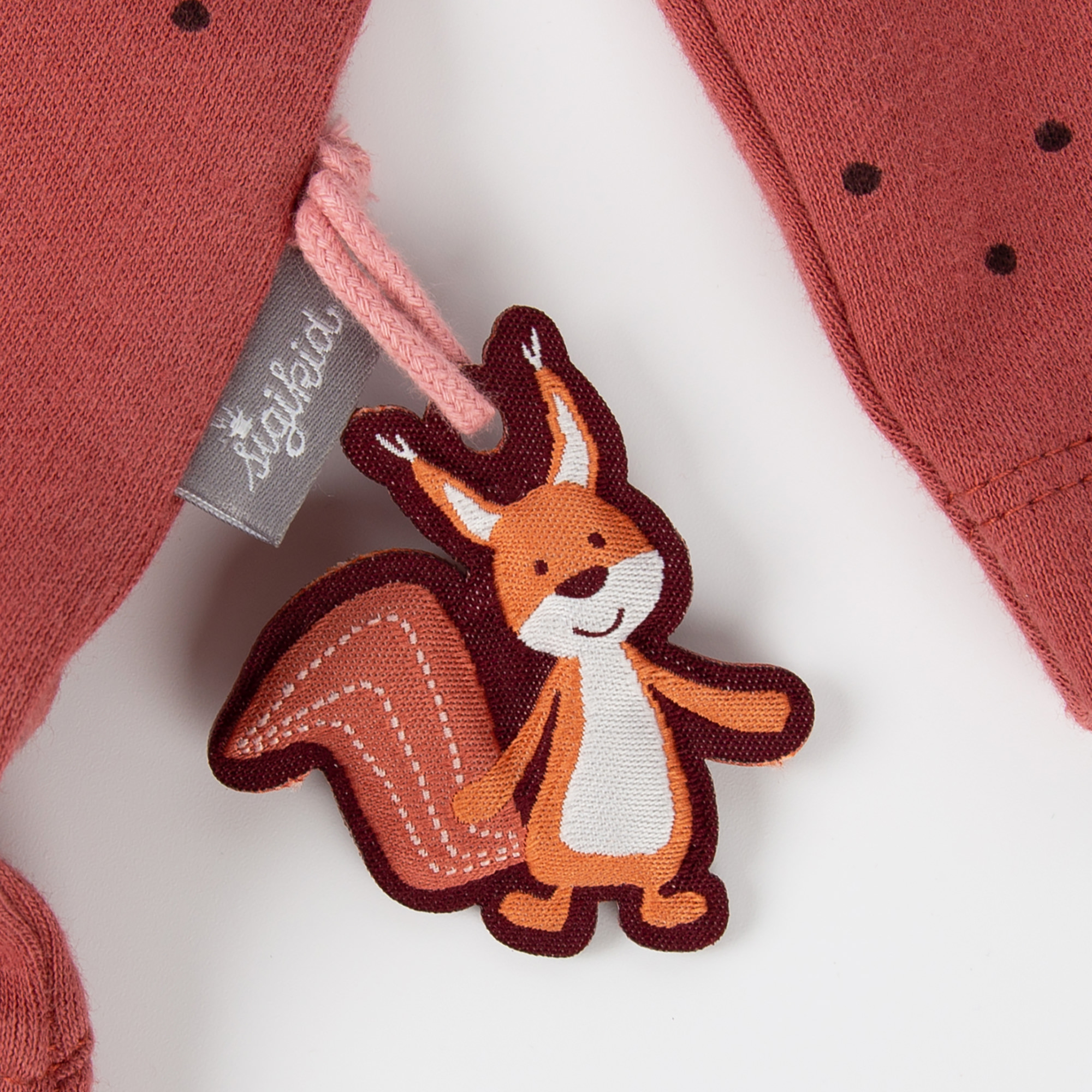 Baby Kleid rotbraun mit Pünktchen und Herbst Motiv Baby Kleid rotbraun mit Pünktchen und Herbst Motiv