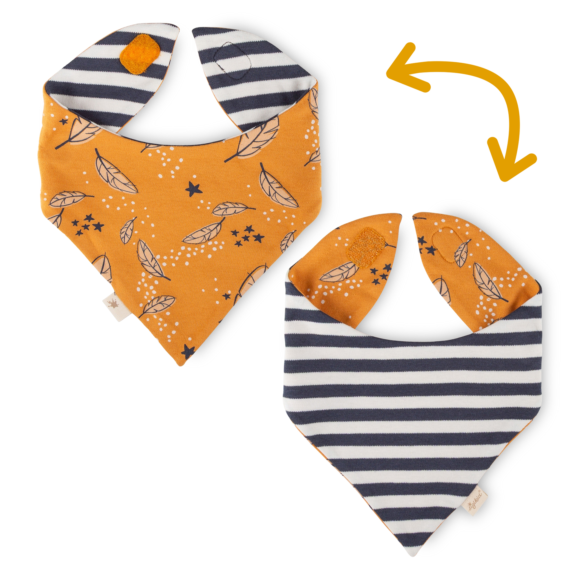 Reversible baby bandana bib Curious Owl